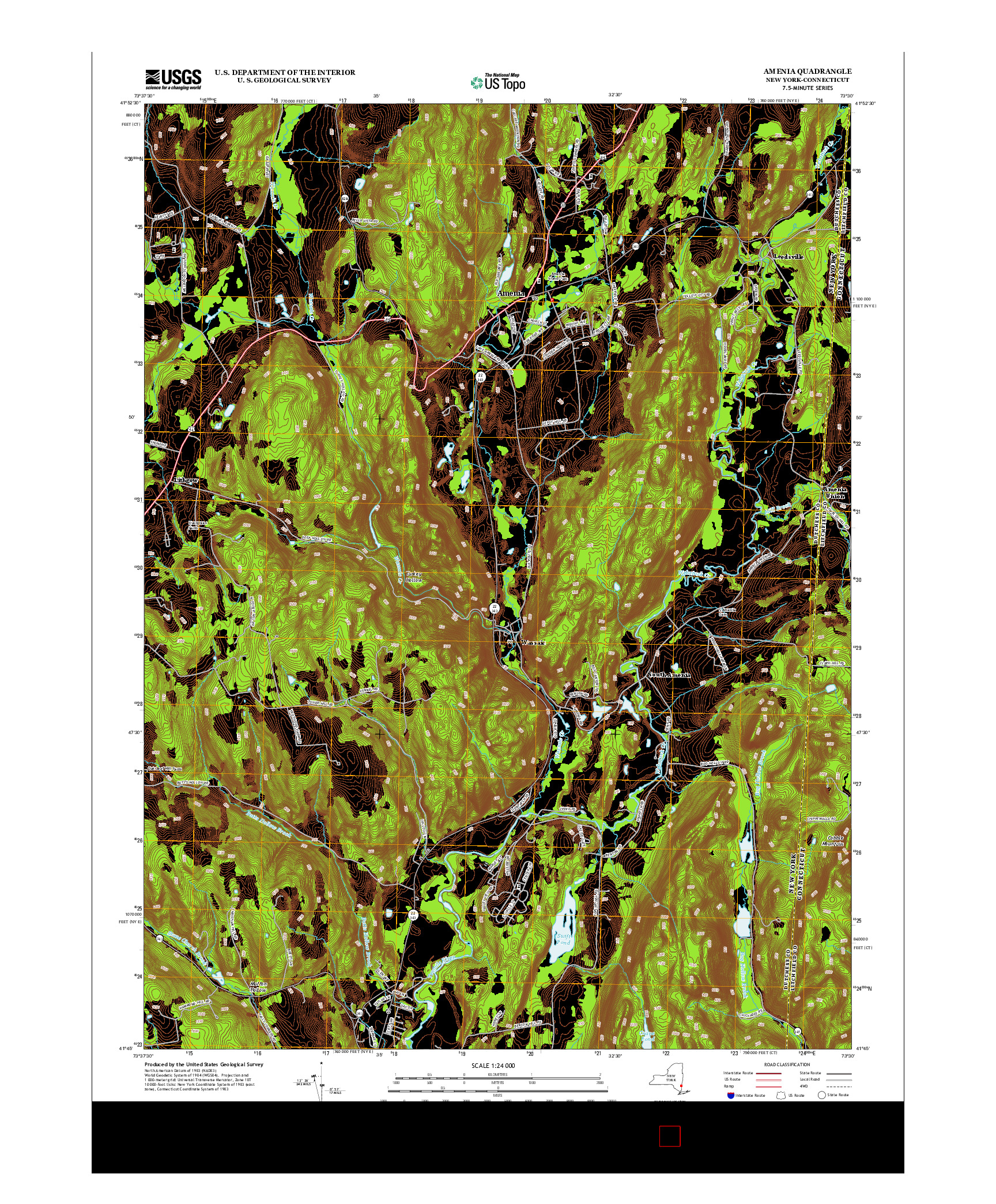 USGS US TOPO 7.5-MINUTE MAP FOR AMENIA, NY-CT 2013