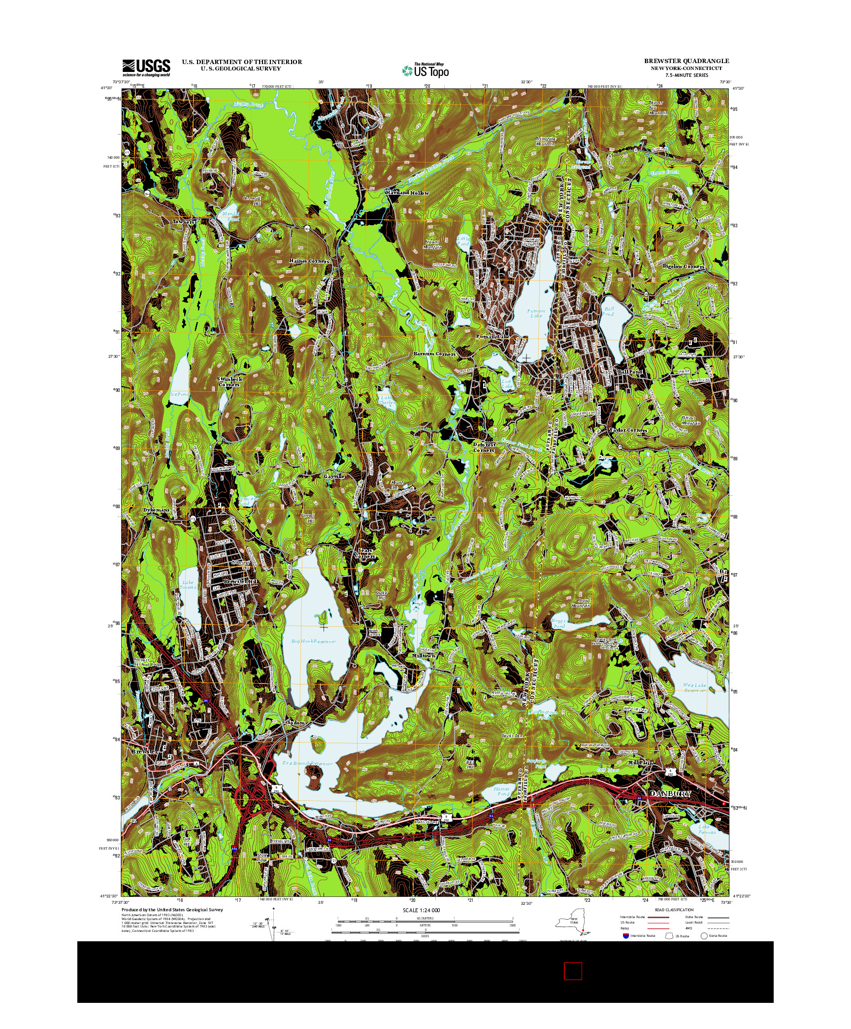 USGS US TOPO 7.5-MINUTE MAP FOR BREWSTER, NY-CT 2013