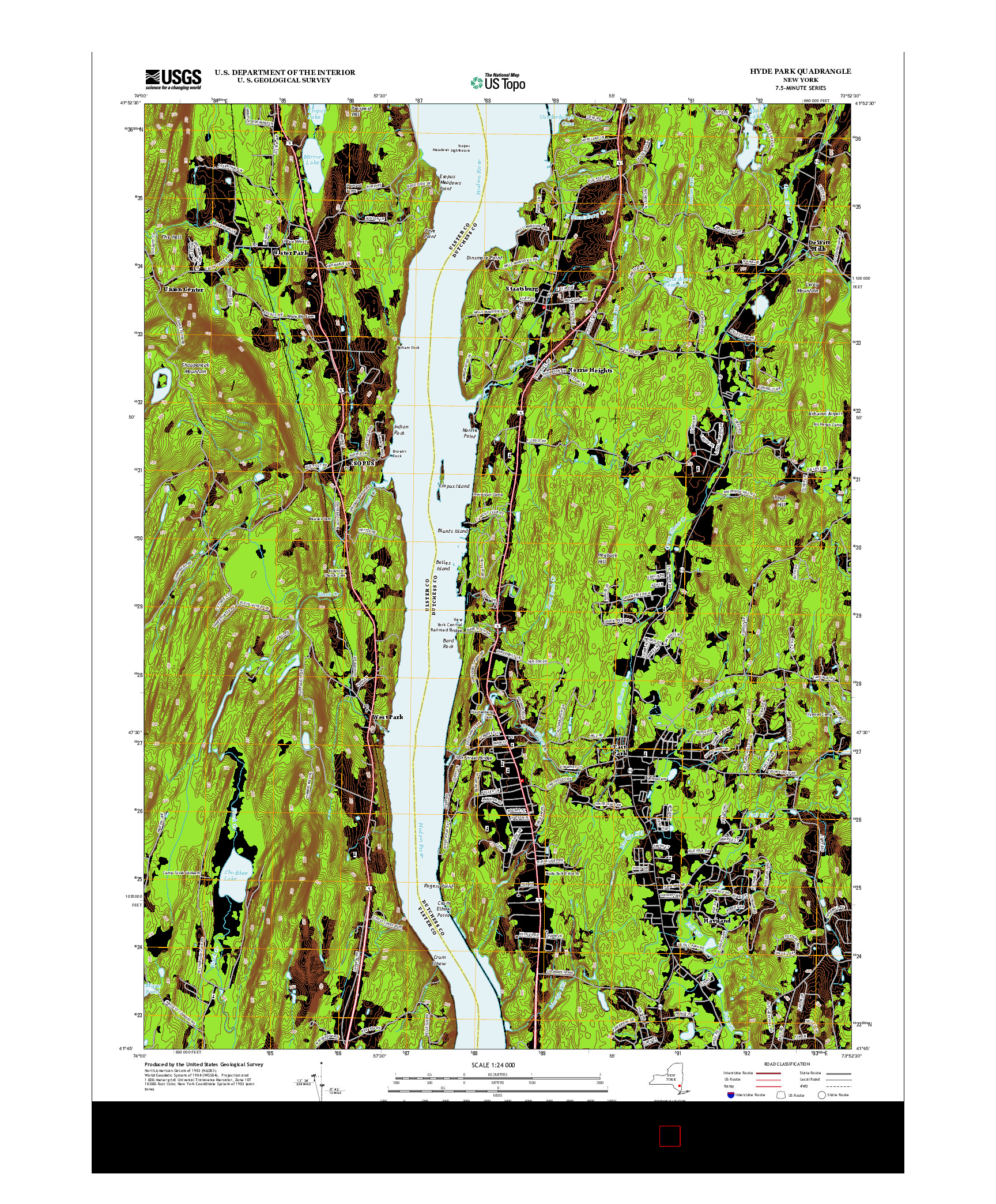 USGS US TOPO 7.5-MINUTE MAP FOR HYDE PARK, NY 2013