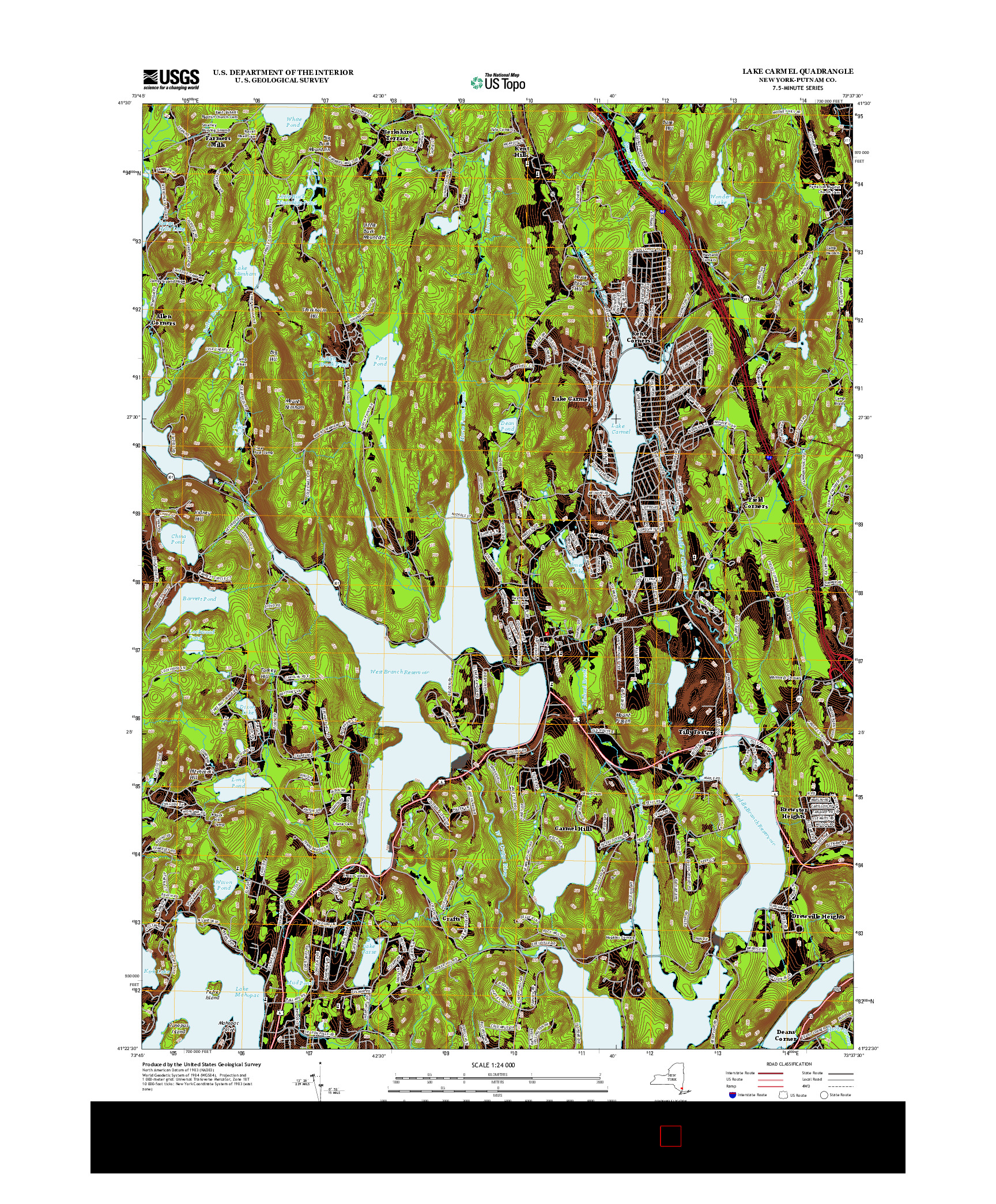 USGS US TOPO 7.5-MINUTE MAP FOR LAKE CARMEL, NY 2013