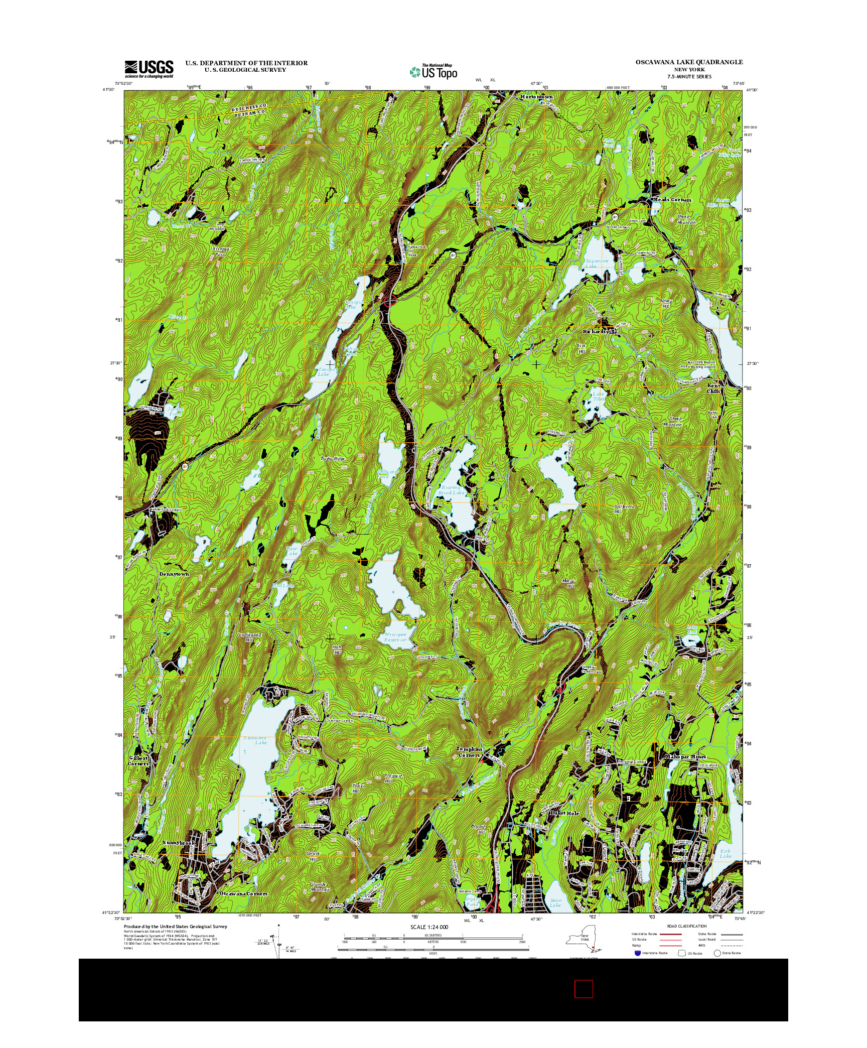 USGS US TOPO 7.5-MINUTE MAP FOR OSCAWANA LAKE, NY 2013