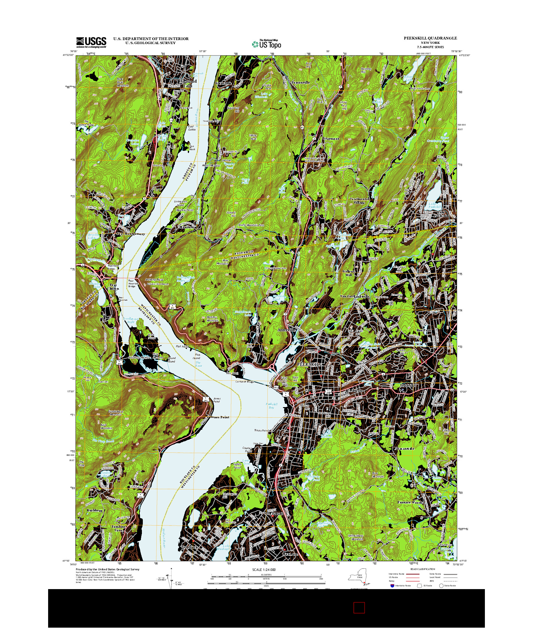 USGS US TOPO 7.5-MINUTE MAP FOR PEEKSKILL, NY 2013