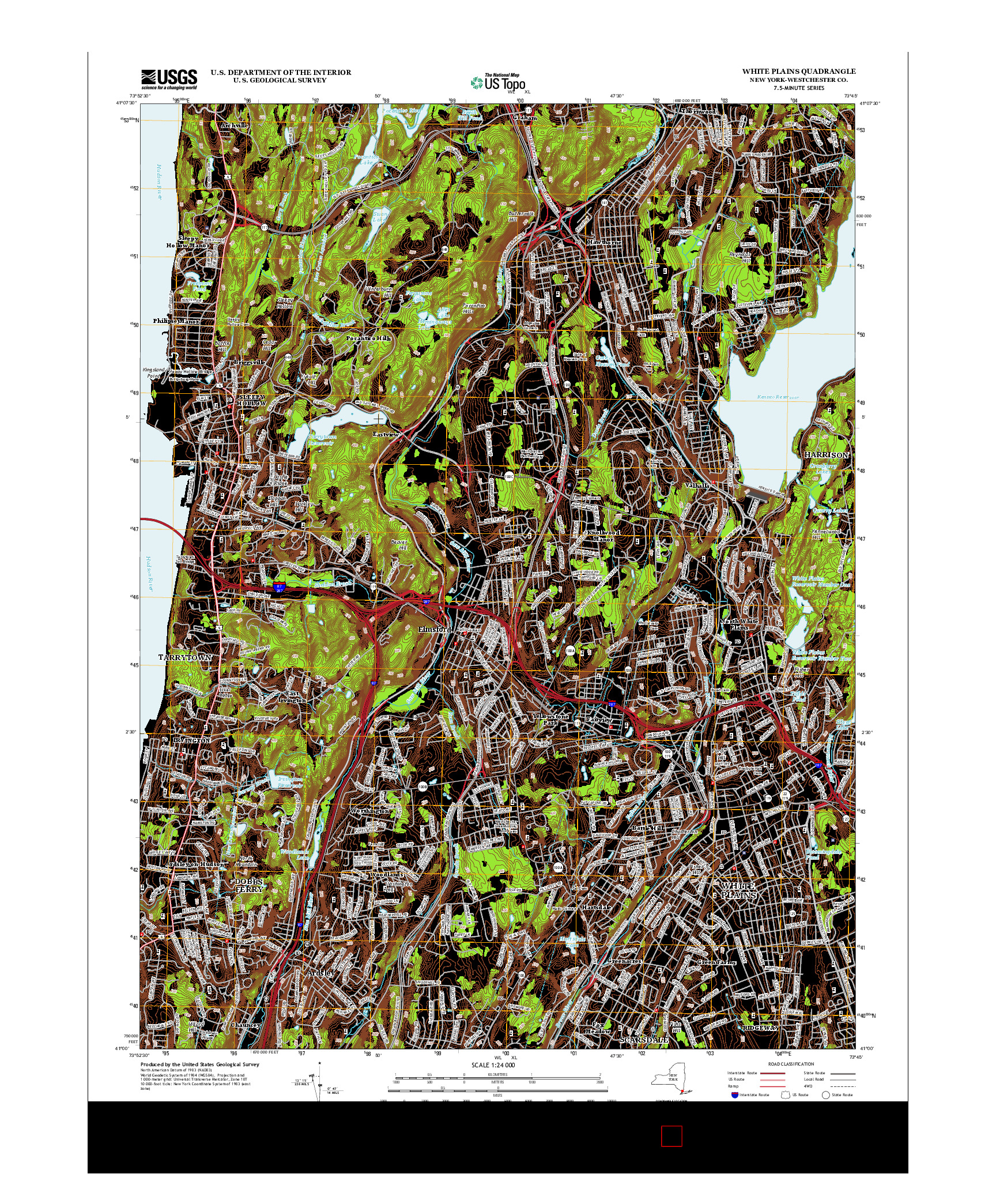 USGS US TOPO 7.5-MINUTE MAP FOR WHITE PLAINS, NY 2013