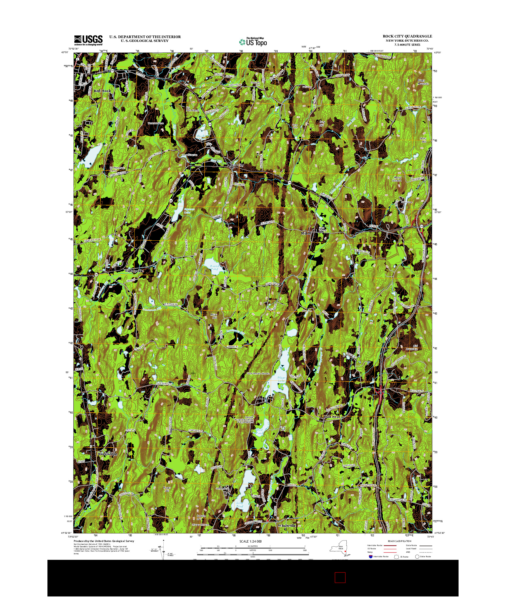 USGS US TOPO 7.5-MINUTE MAP FOR ROCK CITY, NY 2013