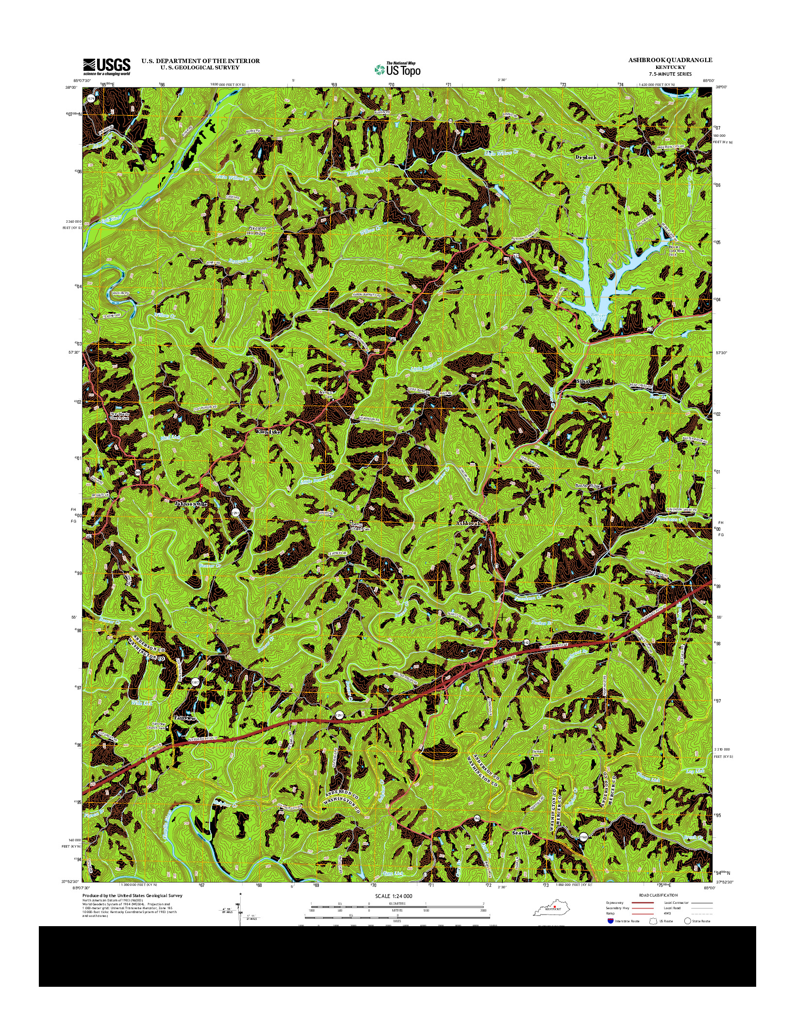 USGS US TOPO 7.5-MINUTE MAP FOR ASHBROOK, KY 2013