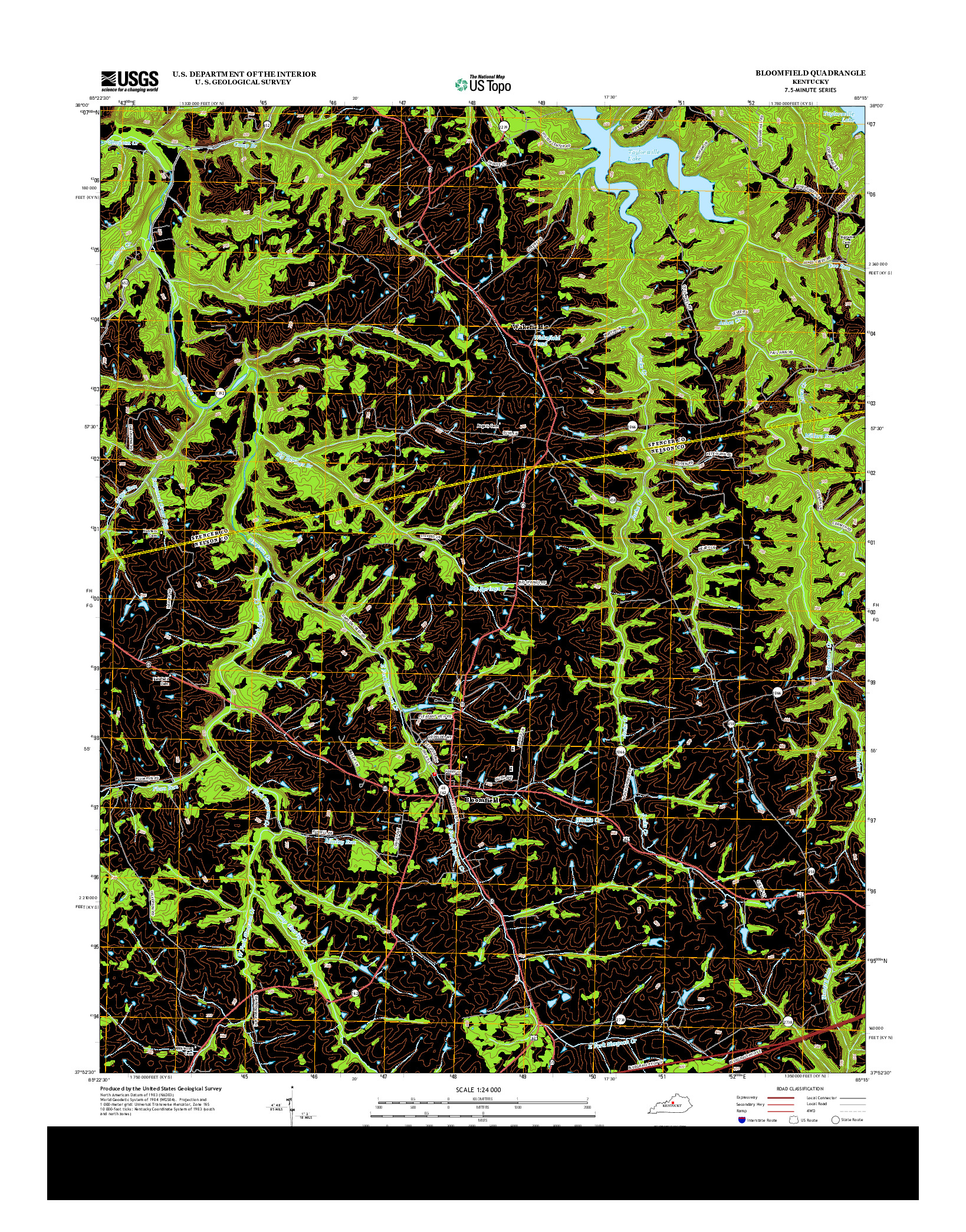 USGS US TOPO 7.5-MINUTE MAP FOR BLOOMFIELD, KY 2013