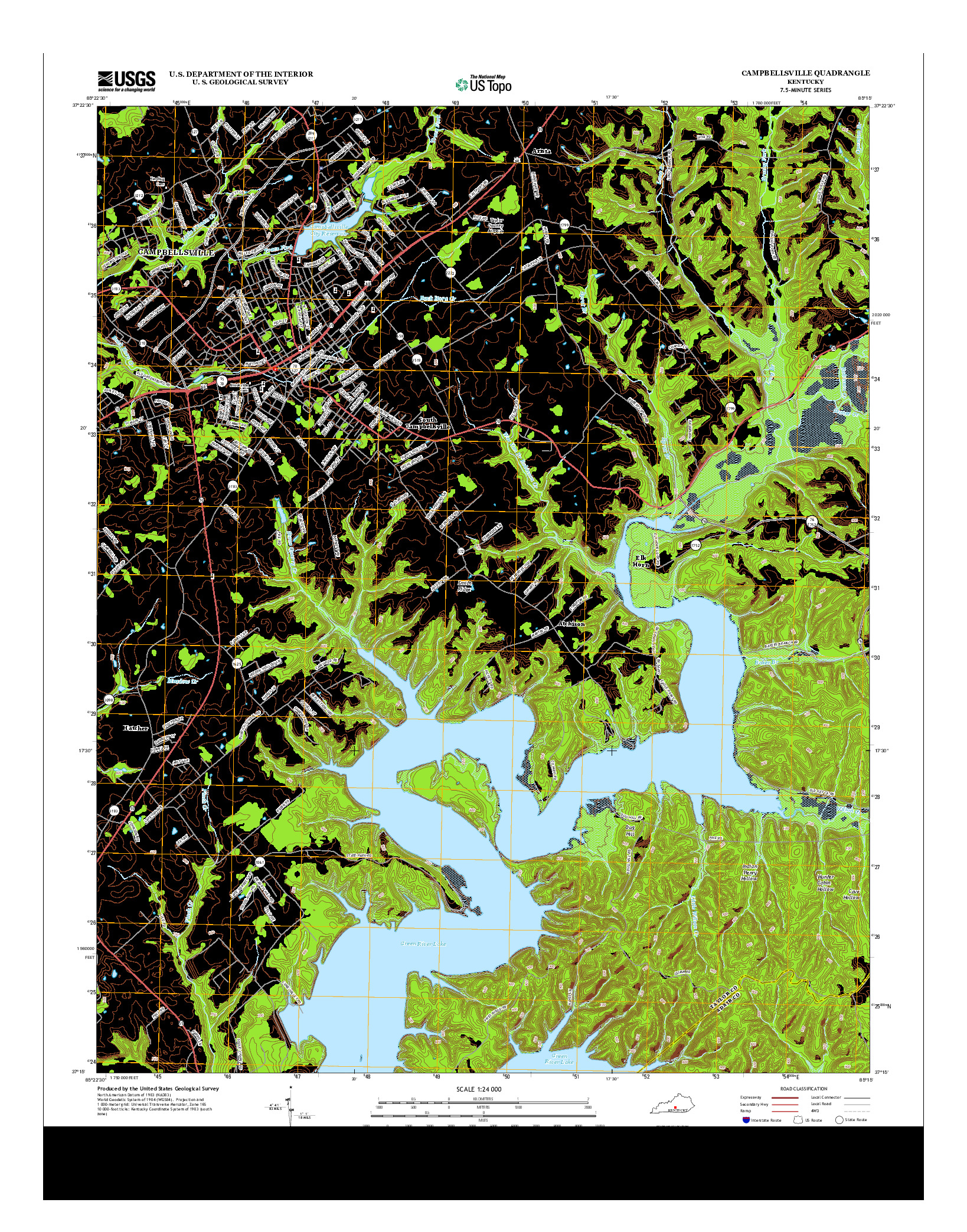 USGS US TOPO 7.5-MINUTE MAP FOR CAMPBELLSVILLE, KY 2013