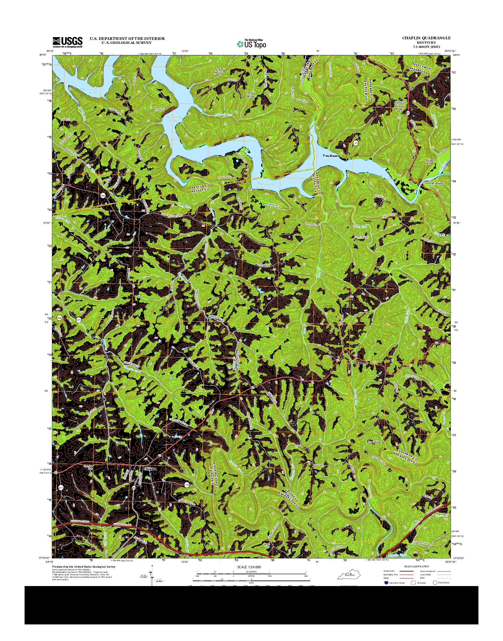 USGS US TOPO 7.5-MINUTE MAP FOR CHAPLIN, KY 2013