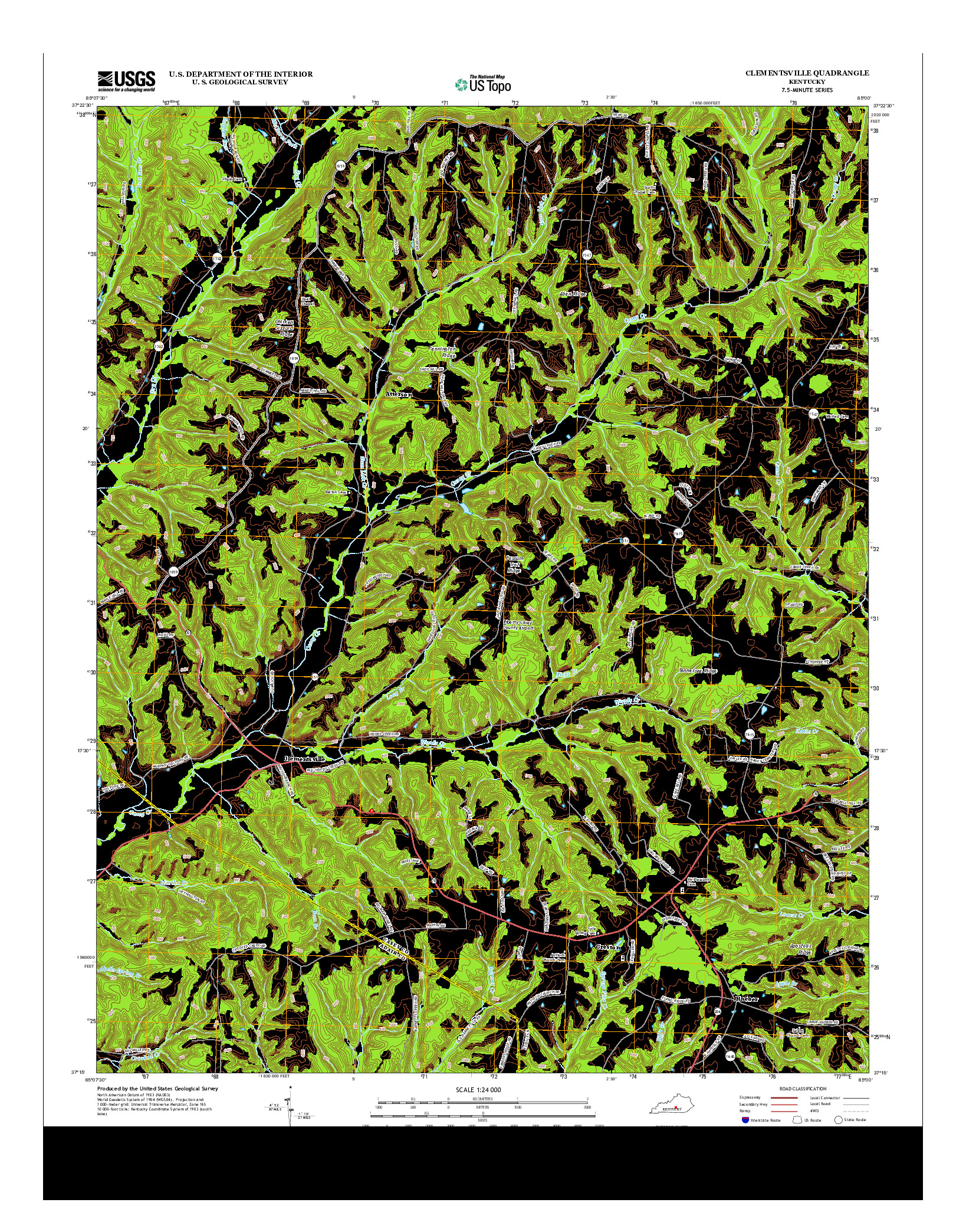 USGS US TOPO 7.5-MINUTE MAP FOR CLEMENTSVILLE, KY 2013