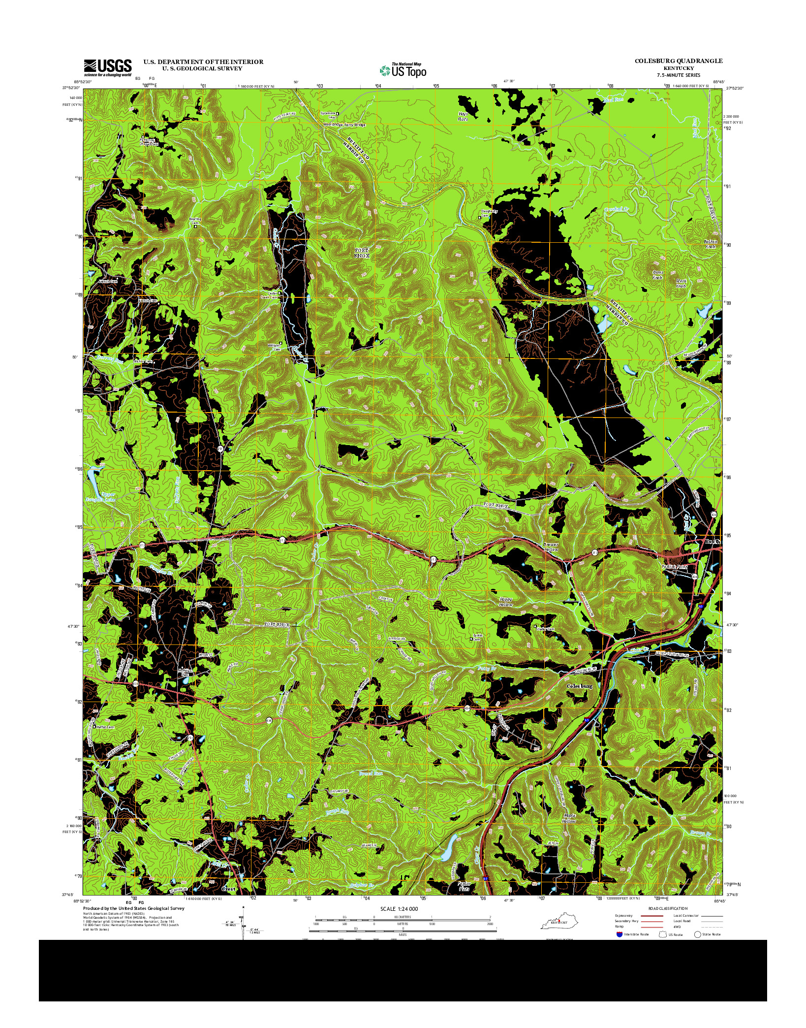 USGS US TOPO 7.5-MINUTE MAP FOR COLESBURG, KY 2013