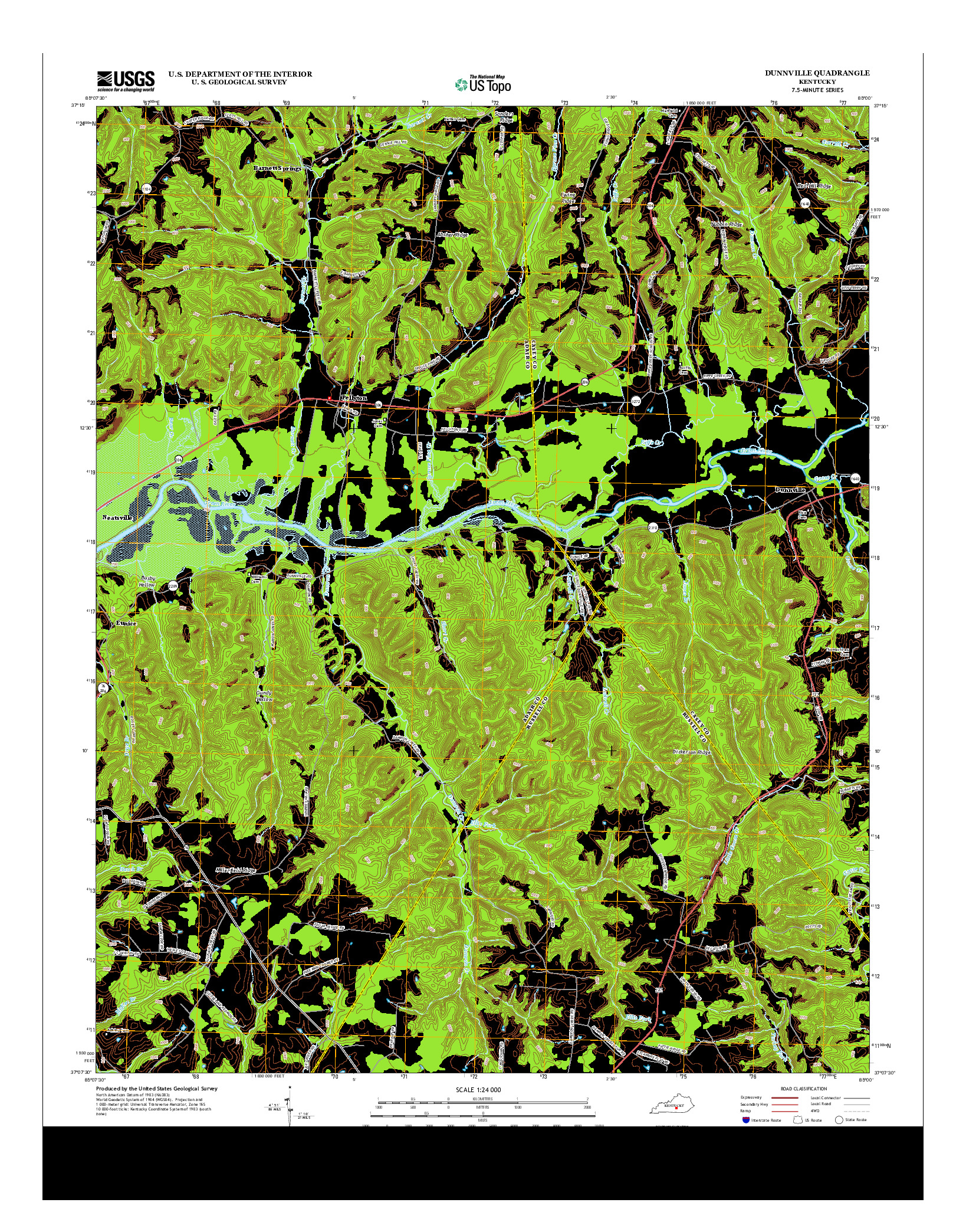 USGS US TOPO 7.5-MINUTE MAP FOR DUNNVILLE, KY 2013