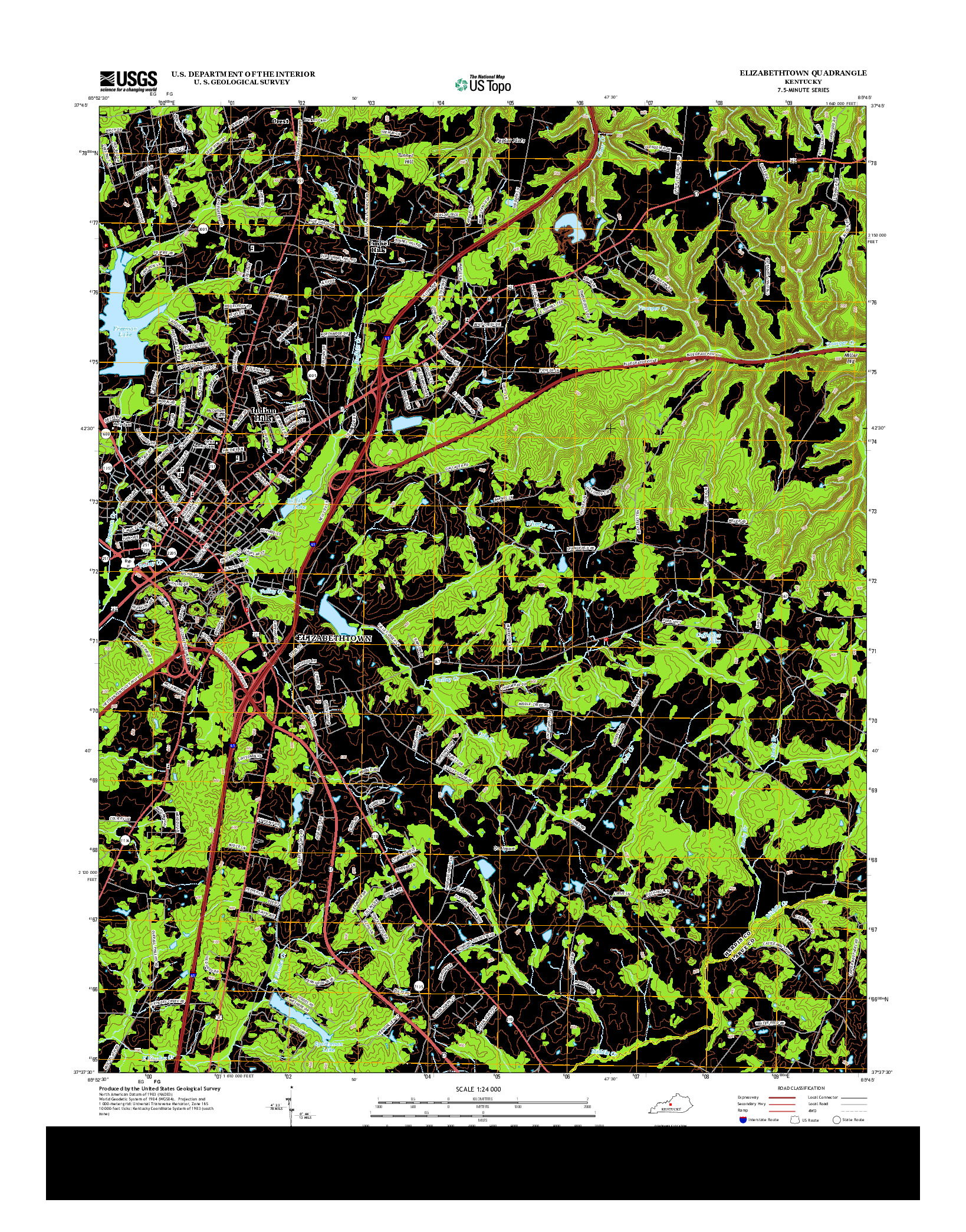 USGS US TOPO 7.5-MINUTE MAP FOR ELIZABETHTOWN, KY 2013