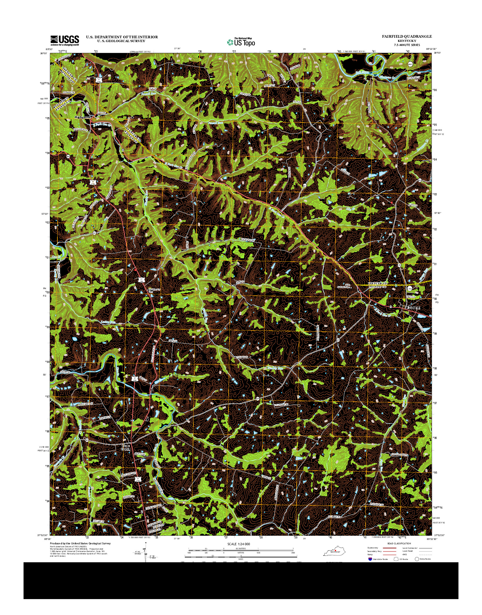 USGS US TOPO 7.5-MINUTE MAP FOR FAIRFIELD, KY 2013