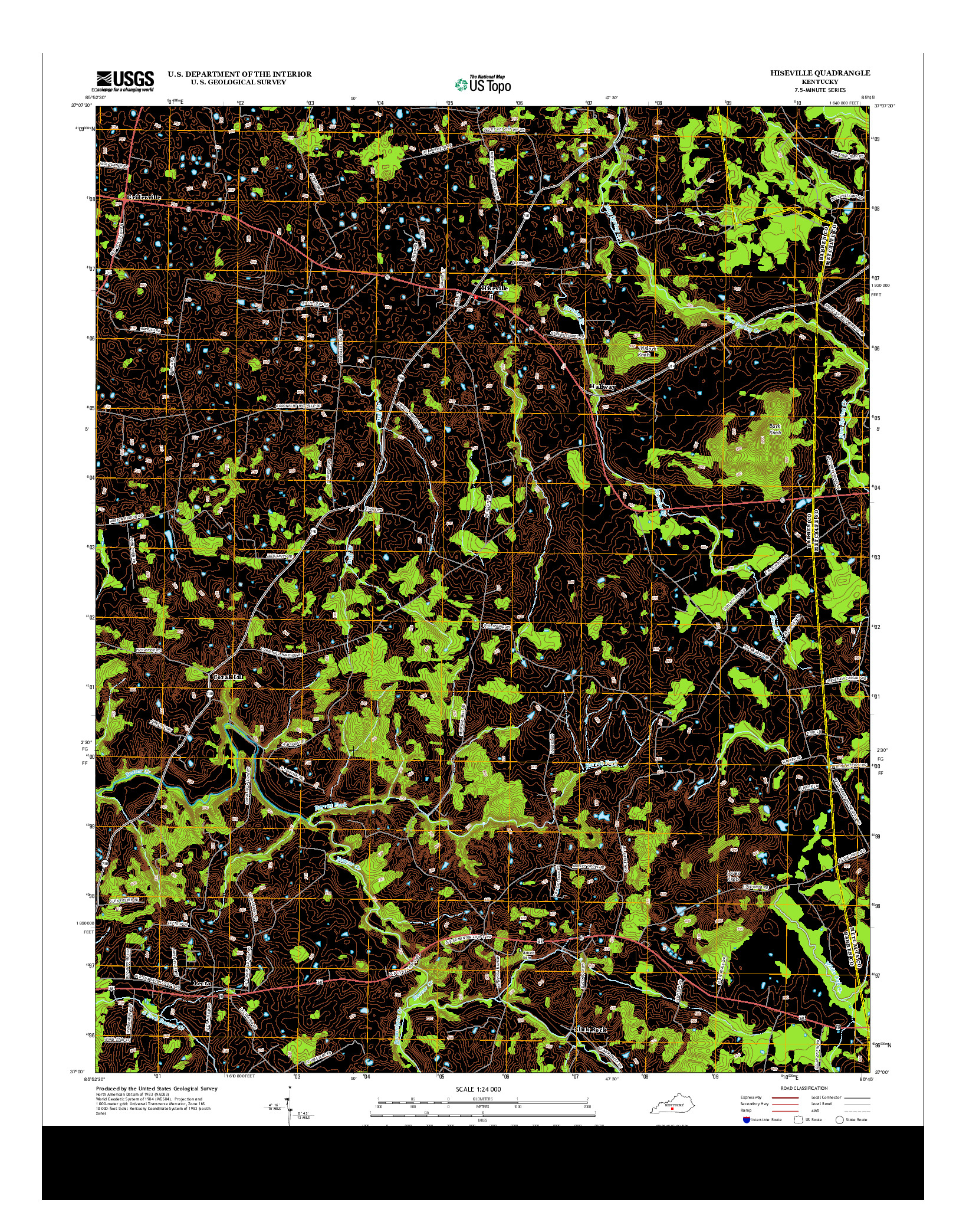 USGS US TOPO 7.5-MINUTE MAP FOR HISEVILLE, KY 2013