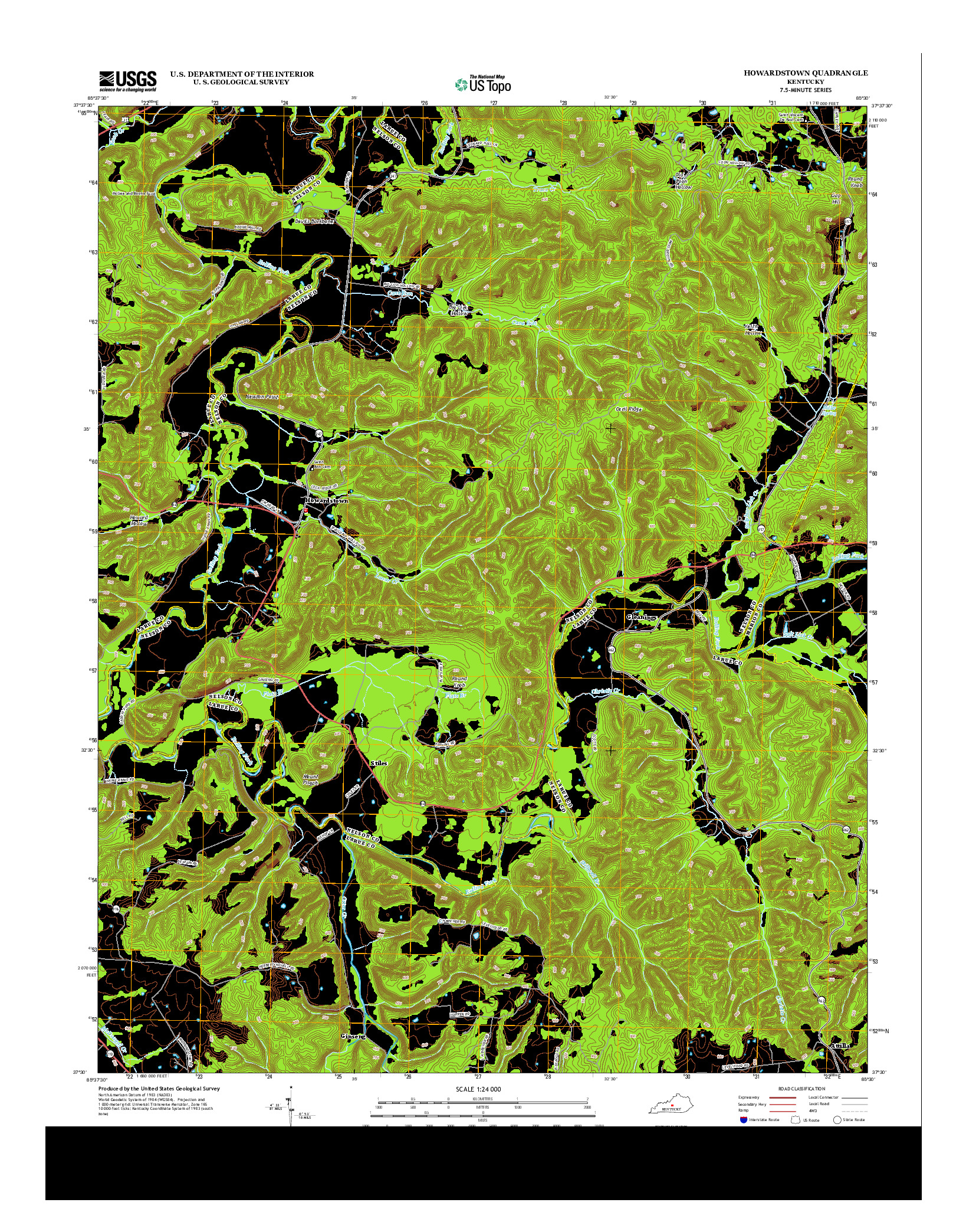 USGS US TOPO 7.5-MINUTE MAP FOR HOWARDSTOWN, KY 2013