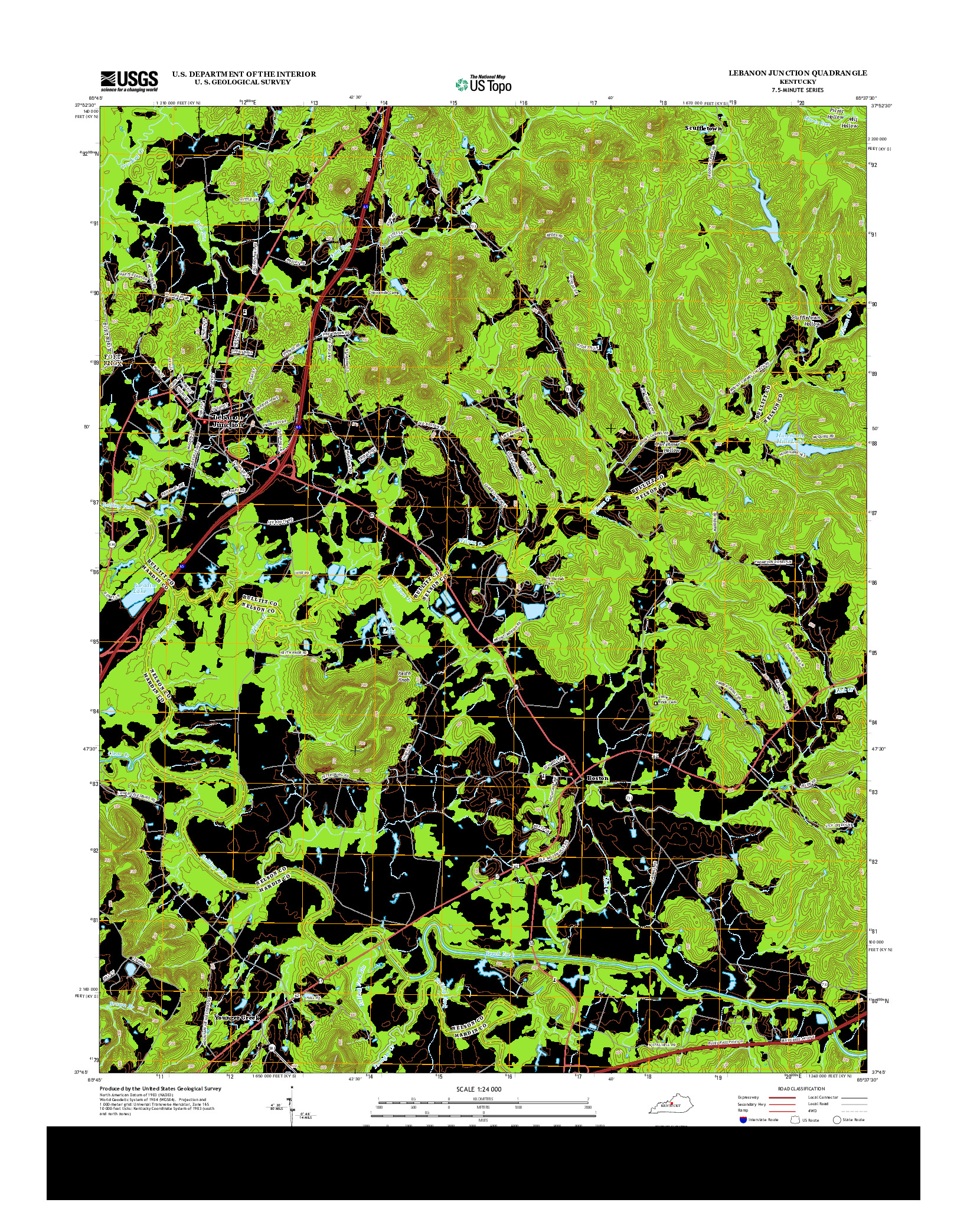 USGS US TOPO 7.5-MINUTE MAP FOR LEBANON JUNCTION, KY 2013