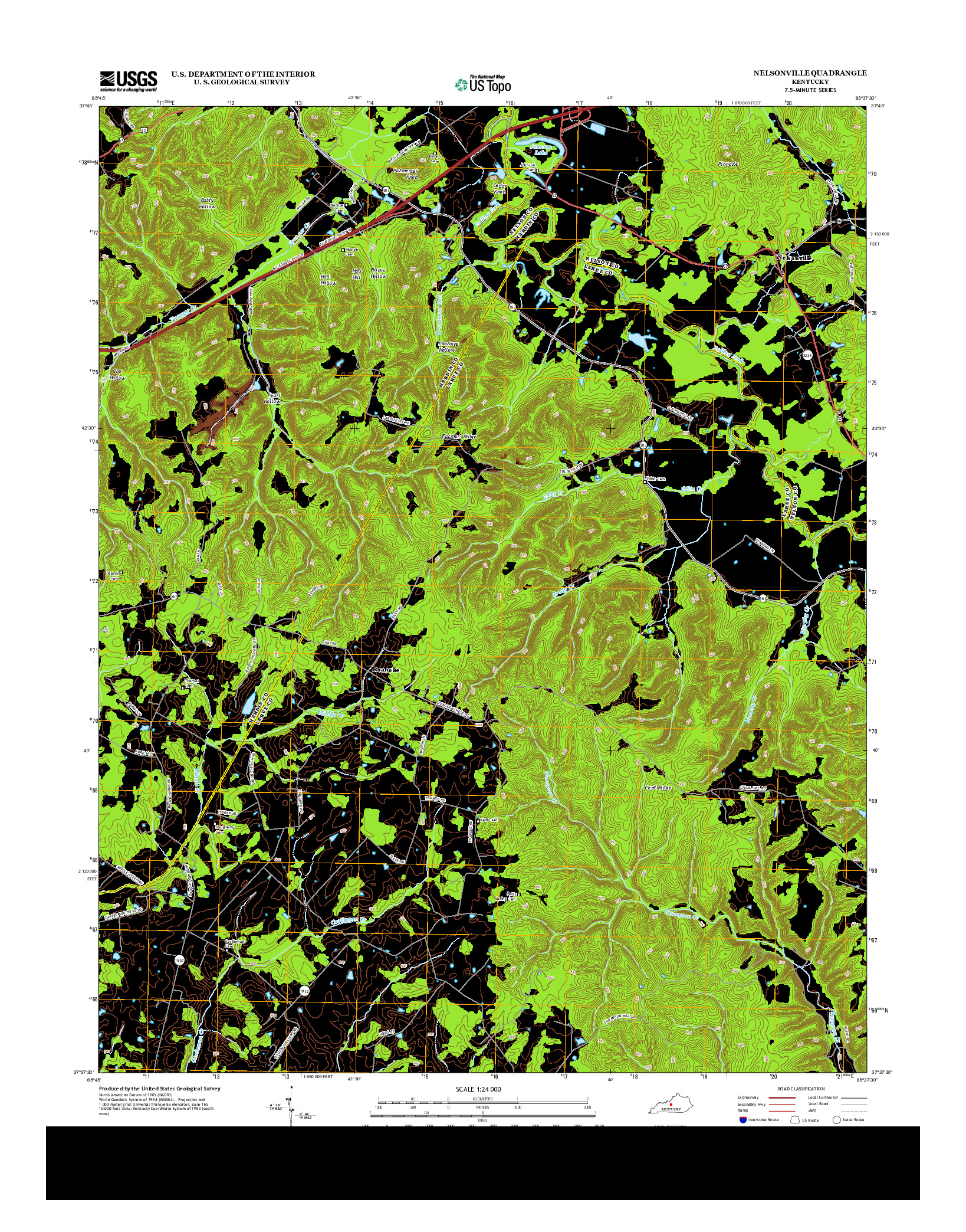 USGS US TOPO 7.5-MINUTE MAP FOR NELSONVILLE, KY 2013