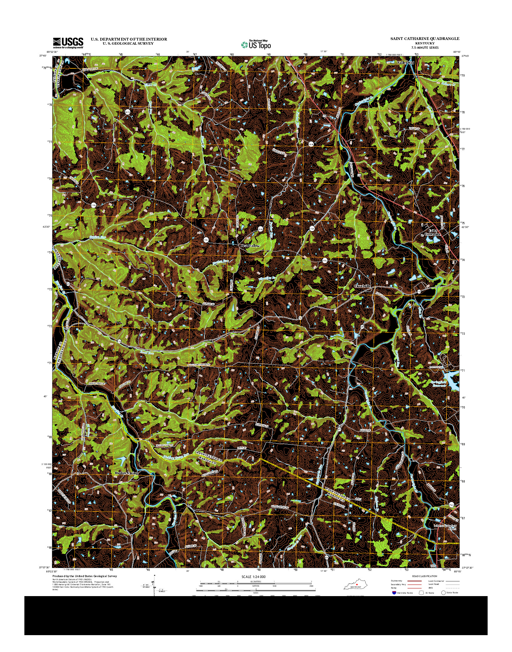 USGS US TOPO 7.5-MINUTE MAP FOR SAINT CATHARINE, KY 2013