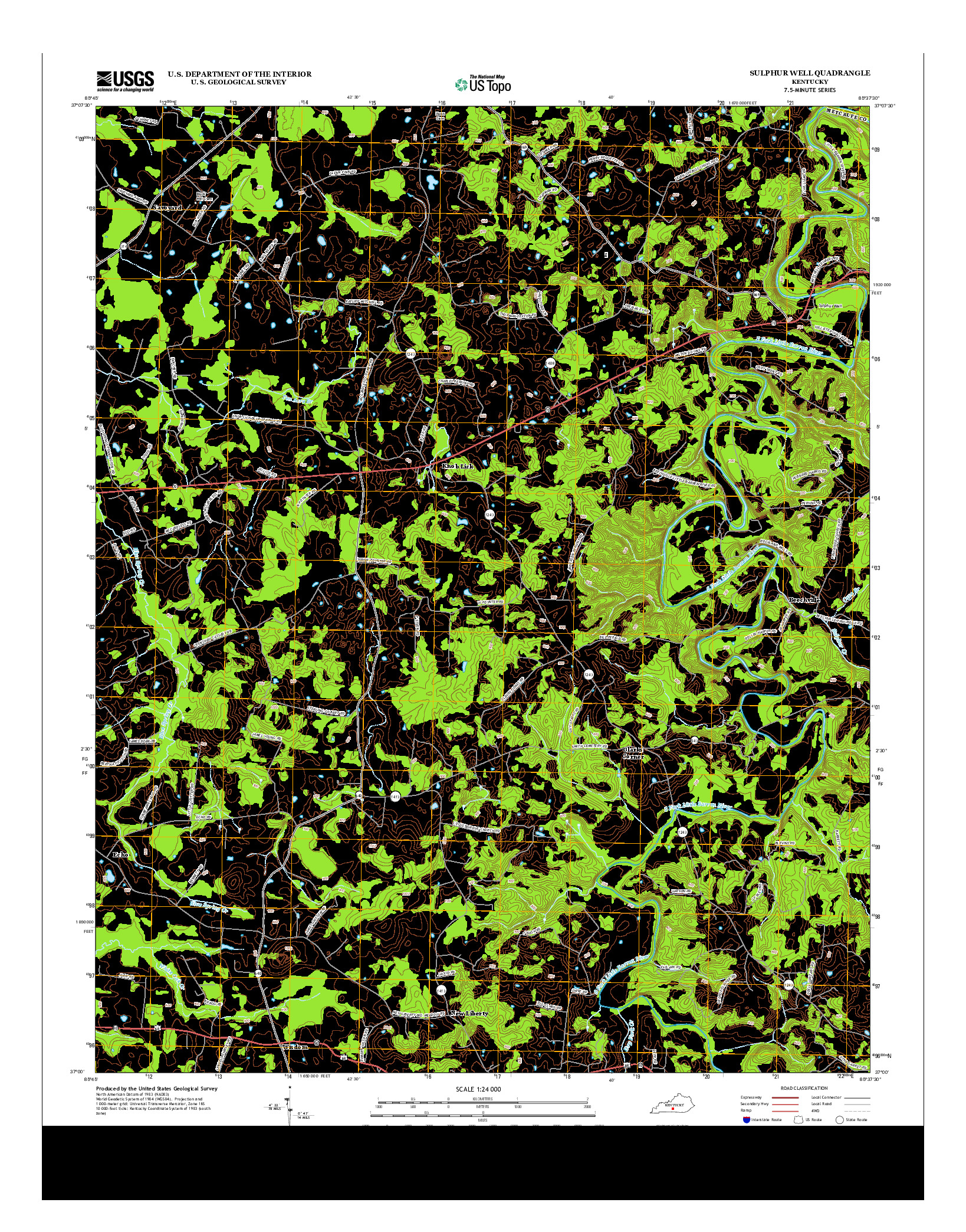 USGS US TOPO 7.5-MINUTE MAP FOR SULPHUR WELL, KY 2013