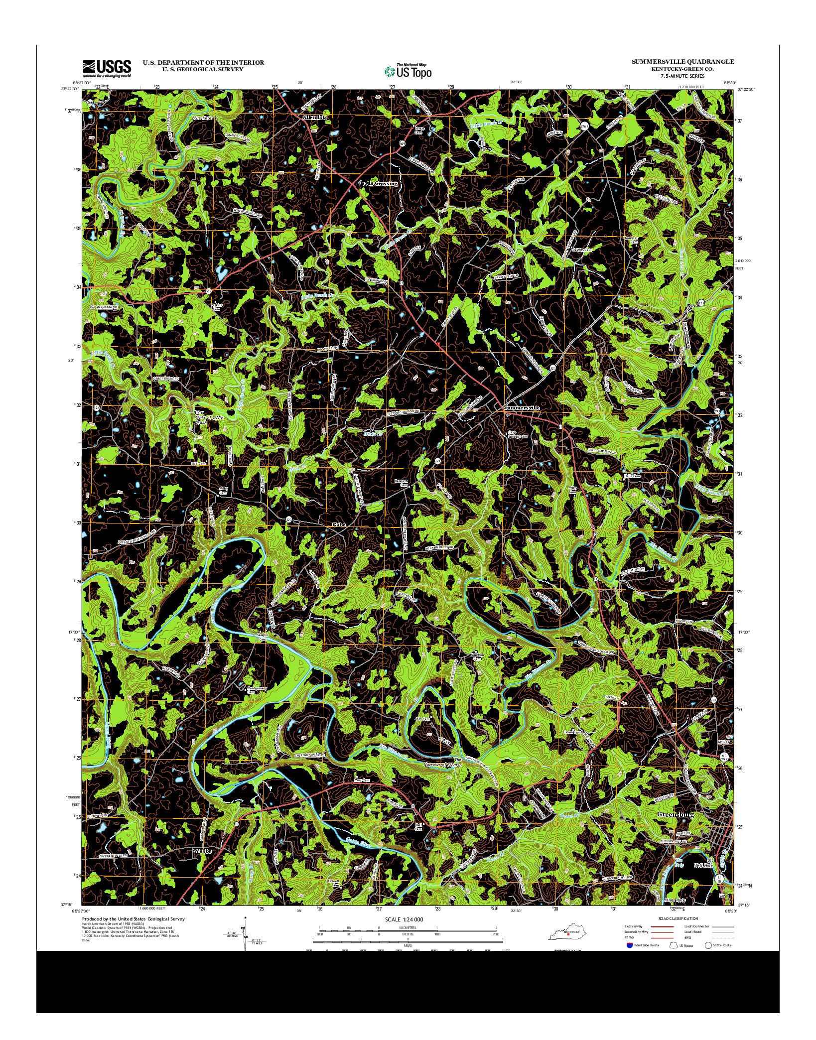 USGS US TOPO 7.5-MINUTE MAP FOR SUMMERSVILLE, KY 2013