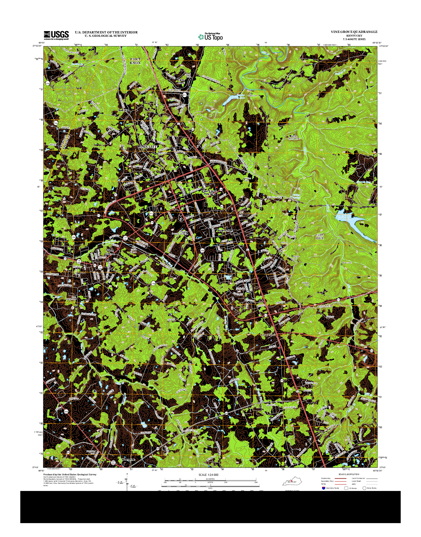 USGS US TOPO 7.5-MINUTE MAP FOR VINE GROVE, KY 2013