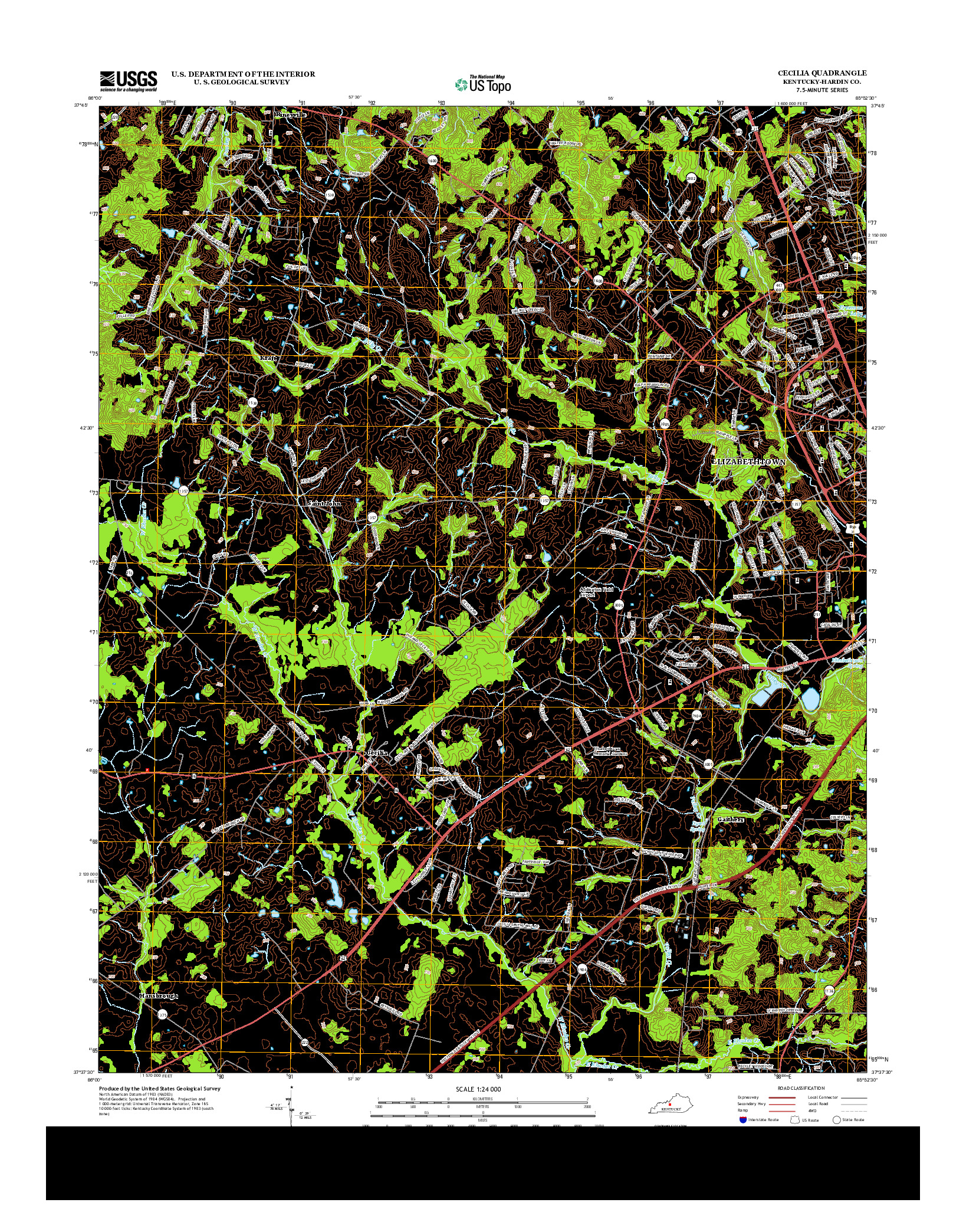 USGS US TOPO 7.5-MINUTE MAP FOR CECILIA, KY 2013