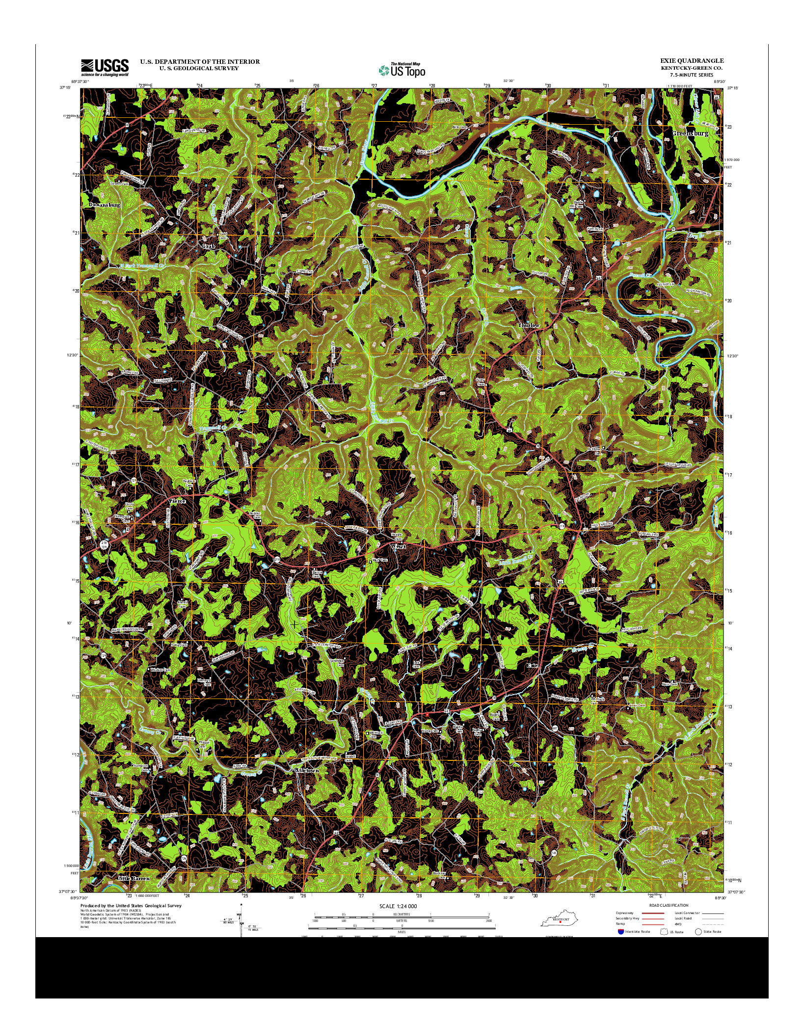 USGS US TOPO 7.5-MINUTE MAP FOR EXIE, KY 2013