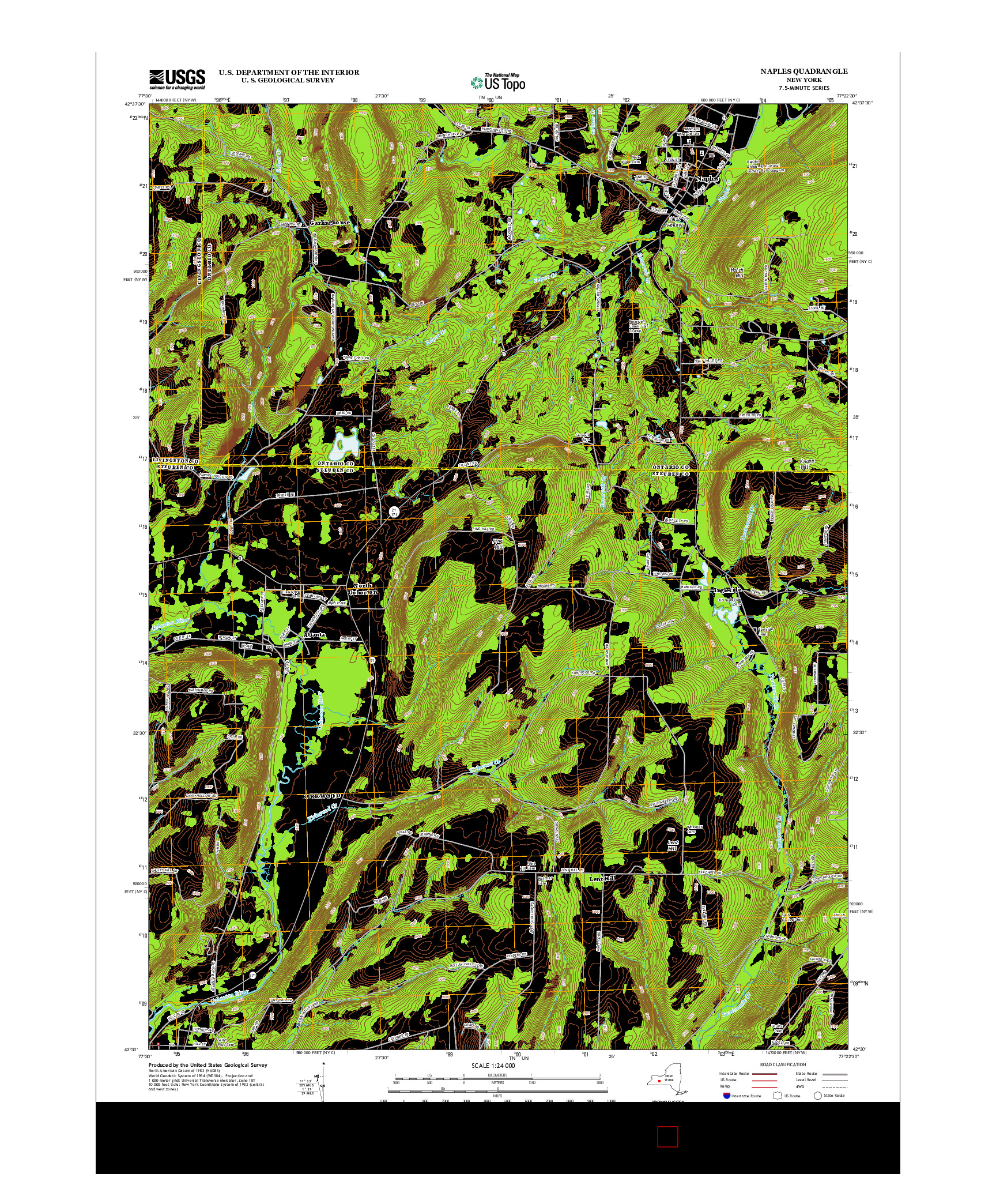 USGS US TOPO 7.5-MINUTE MAP FOR NAPLES, NY 2013
