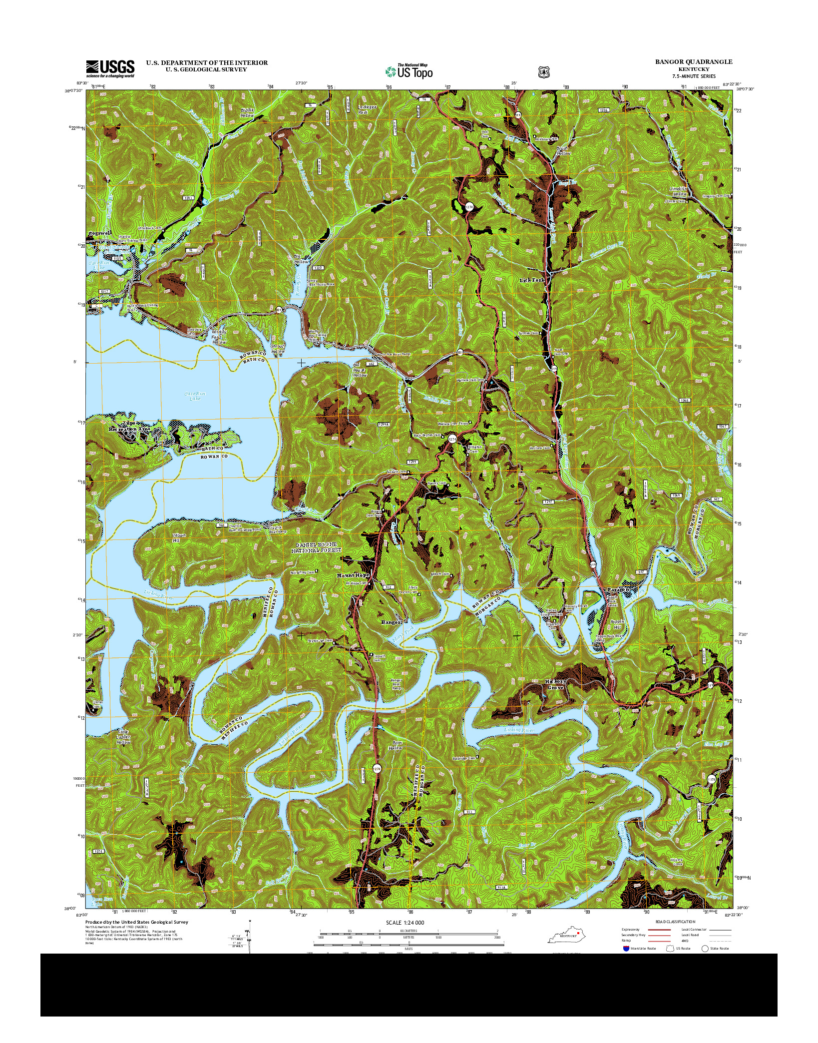 USGS US TOPO 7.5-MINUTE MAP FOR BANGOR, KY 2013
