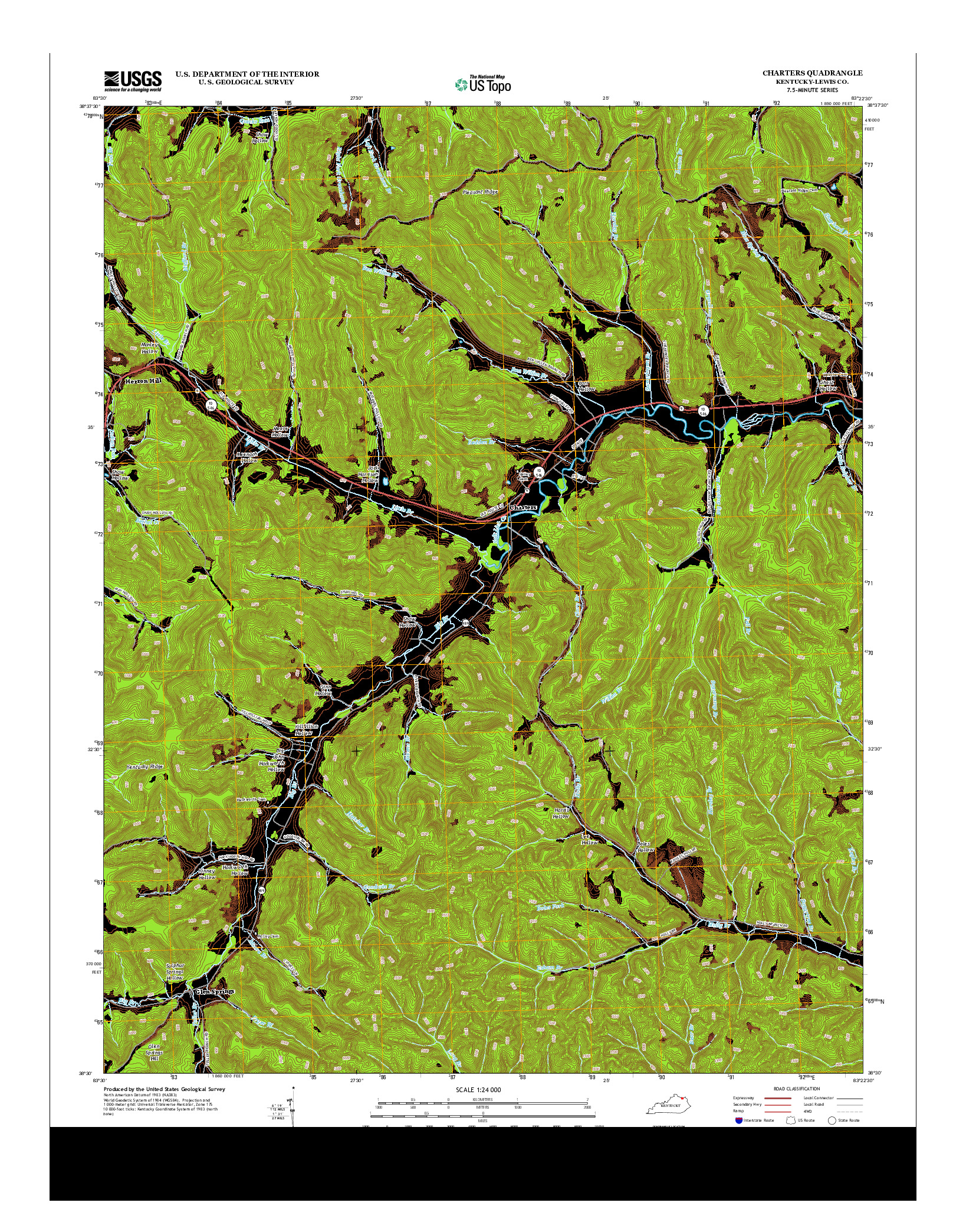 USGS US TOPO 7.5-MINUTE MAP FOR CHARTERS, KY 2013