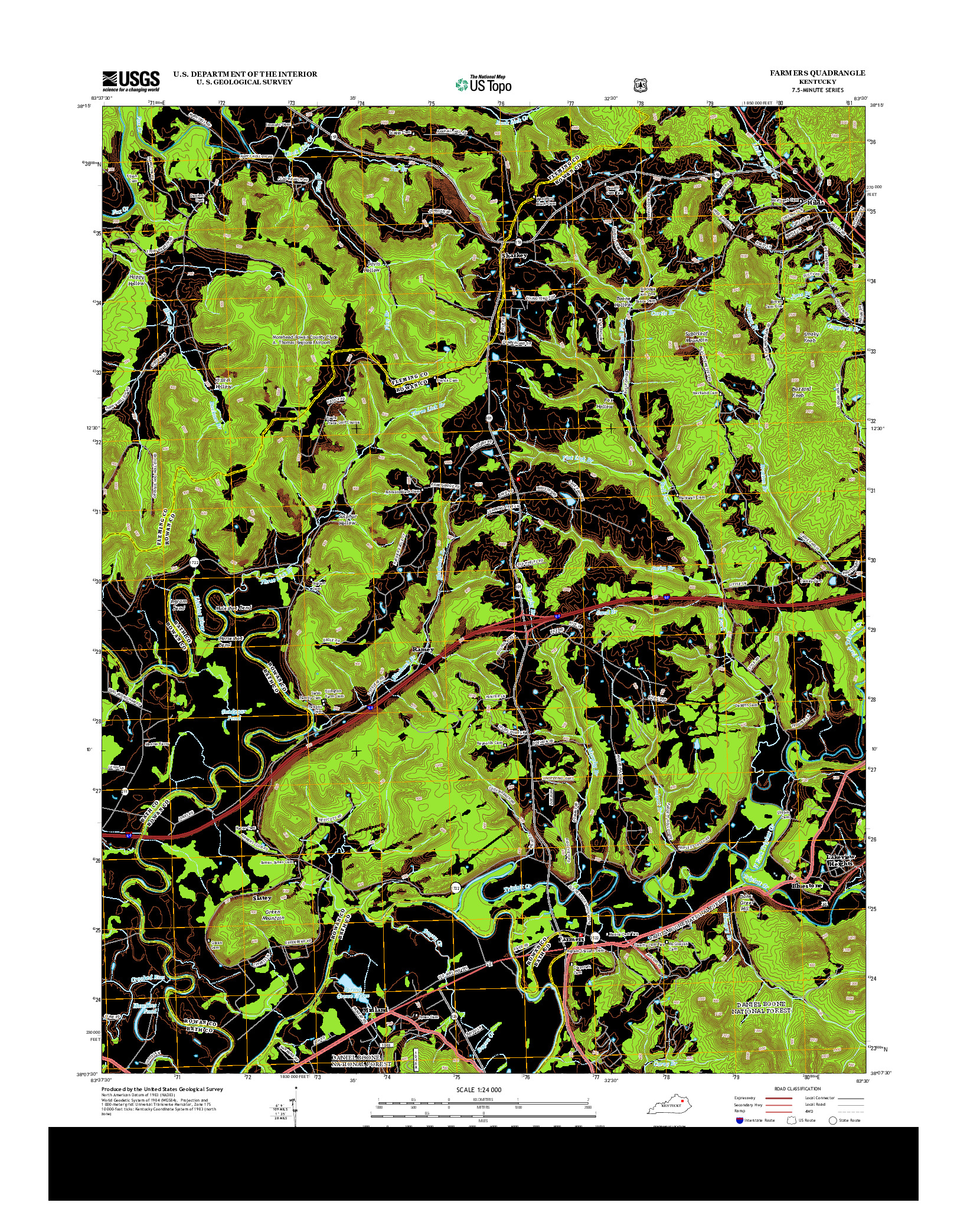 USGS US TOPO 7.5-MINUTE MAP FOR FARMERS, KY 2013