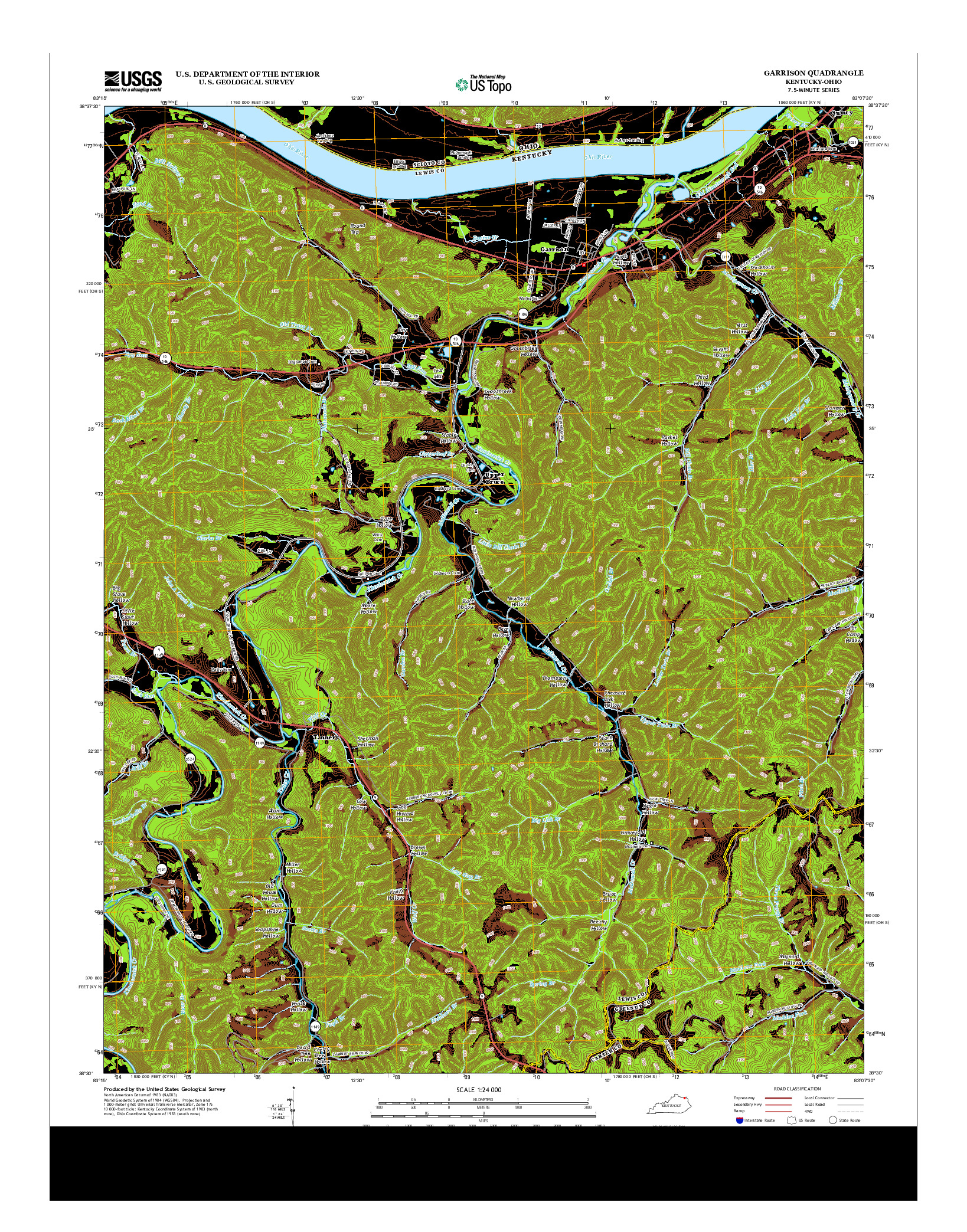 USGS US TOPO 7.5-MINUTE MAP FOR GARRISON, KY-OH 2013