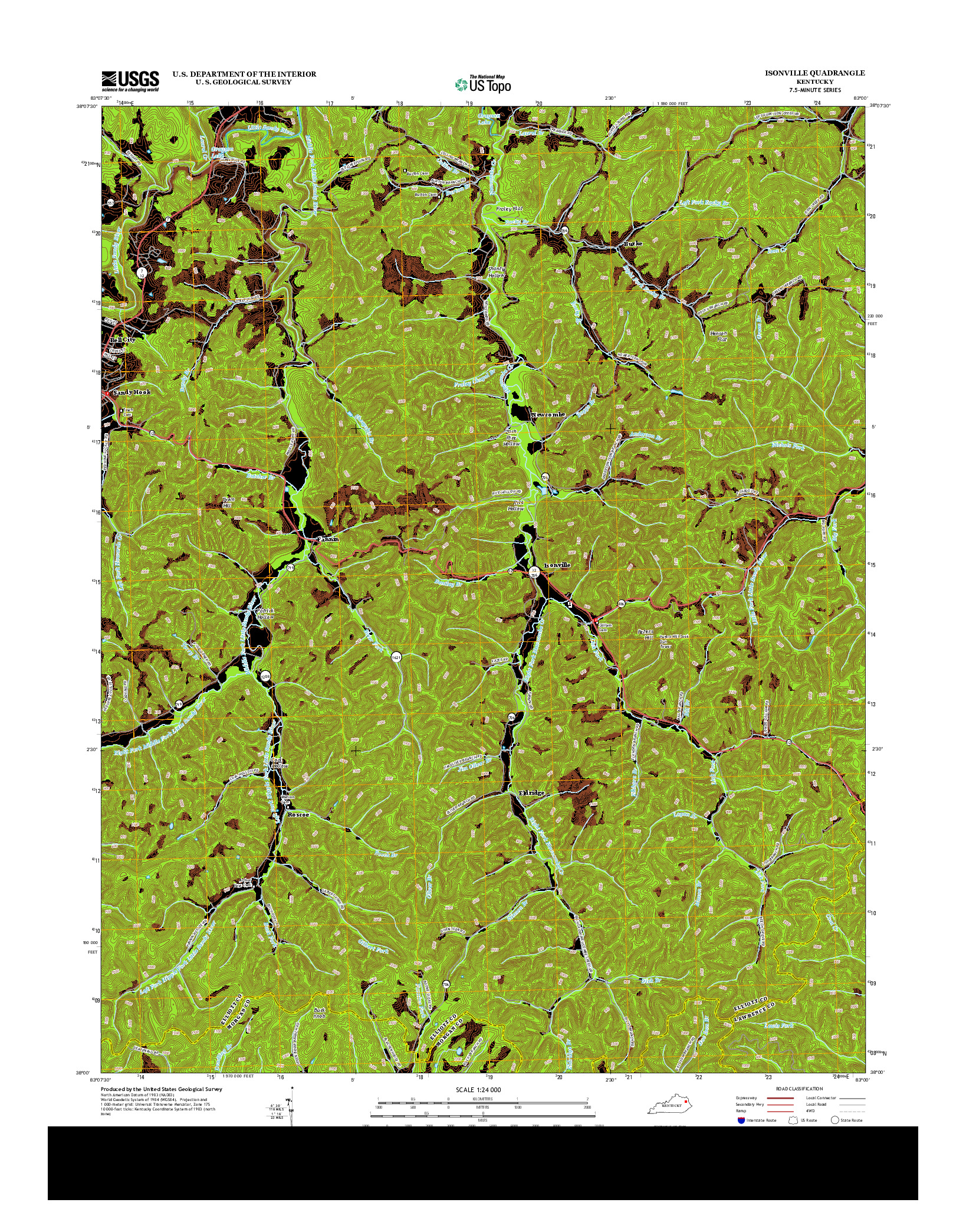 USGS US TOPO 7.5-MINUTE MAP FOR ISONVILLE, KY 2013