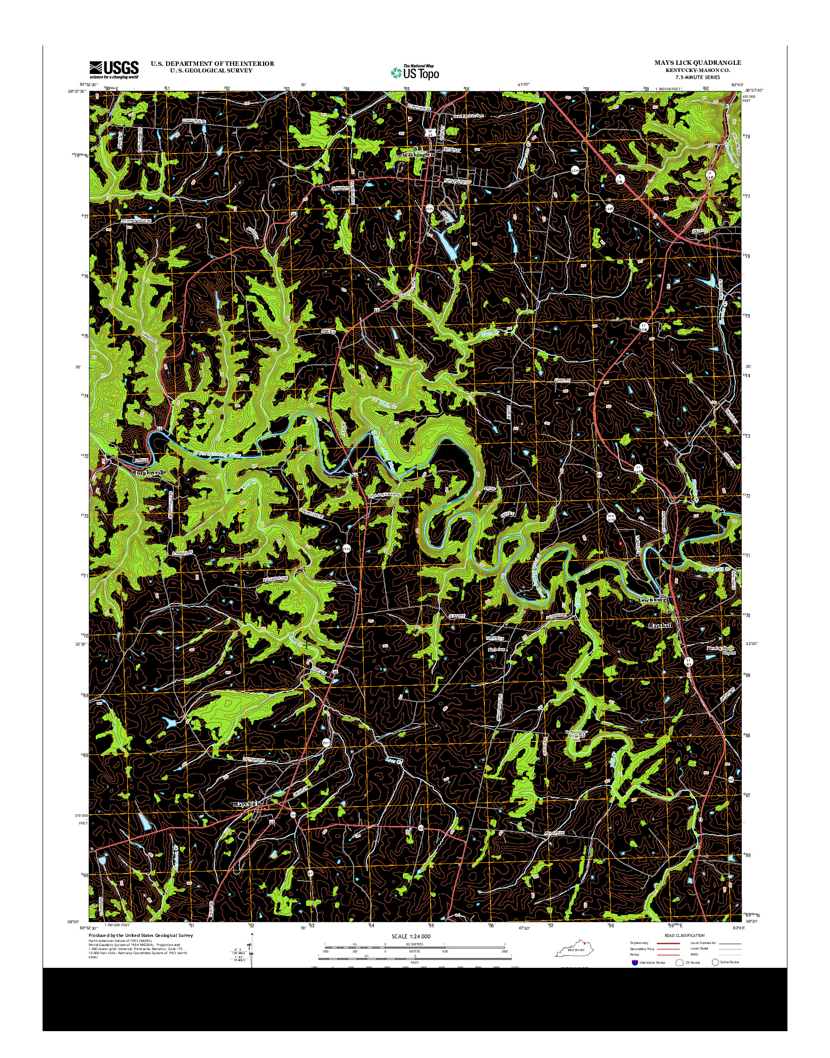 USGS US TOPO 7.5-MINUTE MAP FOR MAYS LICK, KY 2013