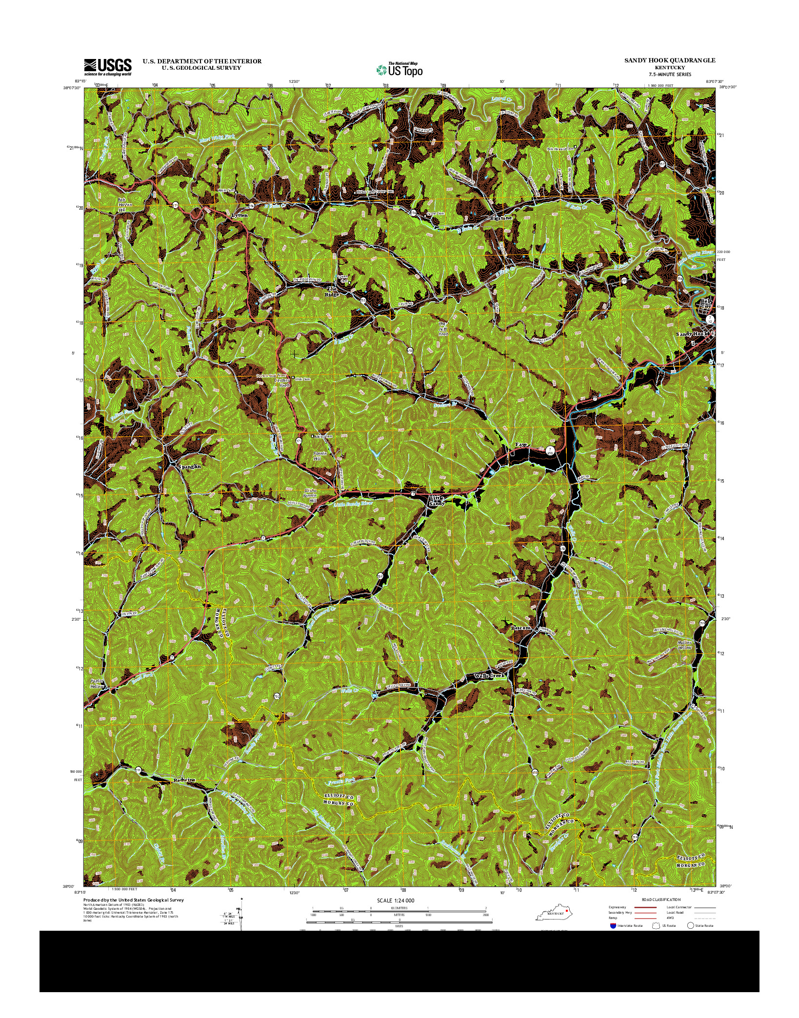 USGS US TOPO 7.5-MINUTE MAP FOR SANDY HOOK, KY 2013