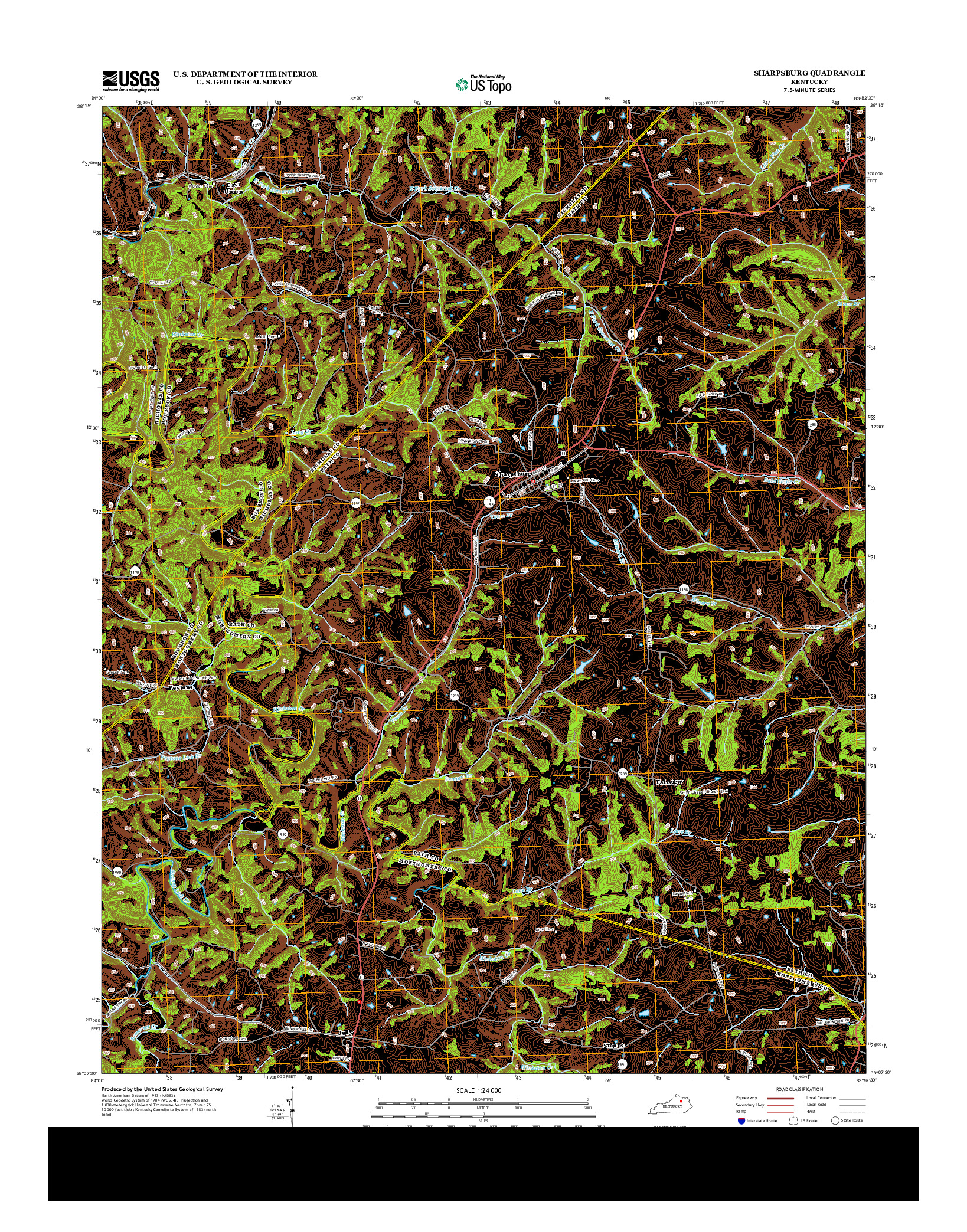 USGS US TOPO 7.5-MINUTE MAP FOR SHARPSBURG, KY 2013