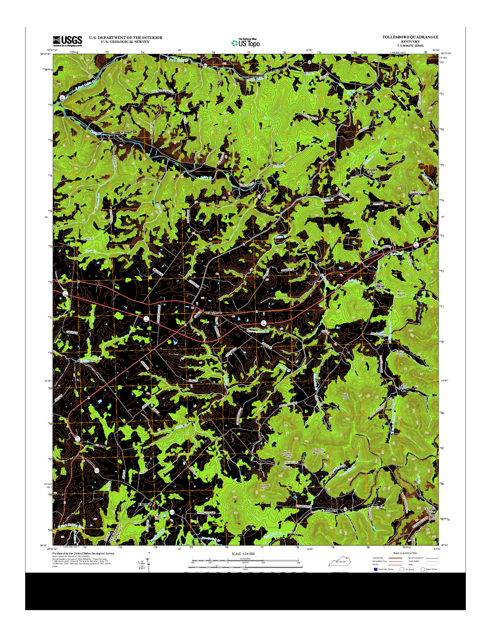 USGS US TOPO 7.5-MINUTE MAP FOR TOLLESBORO, KY 2013