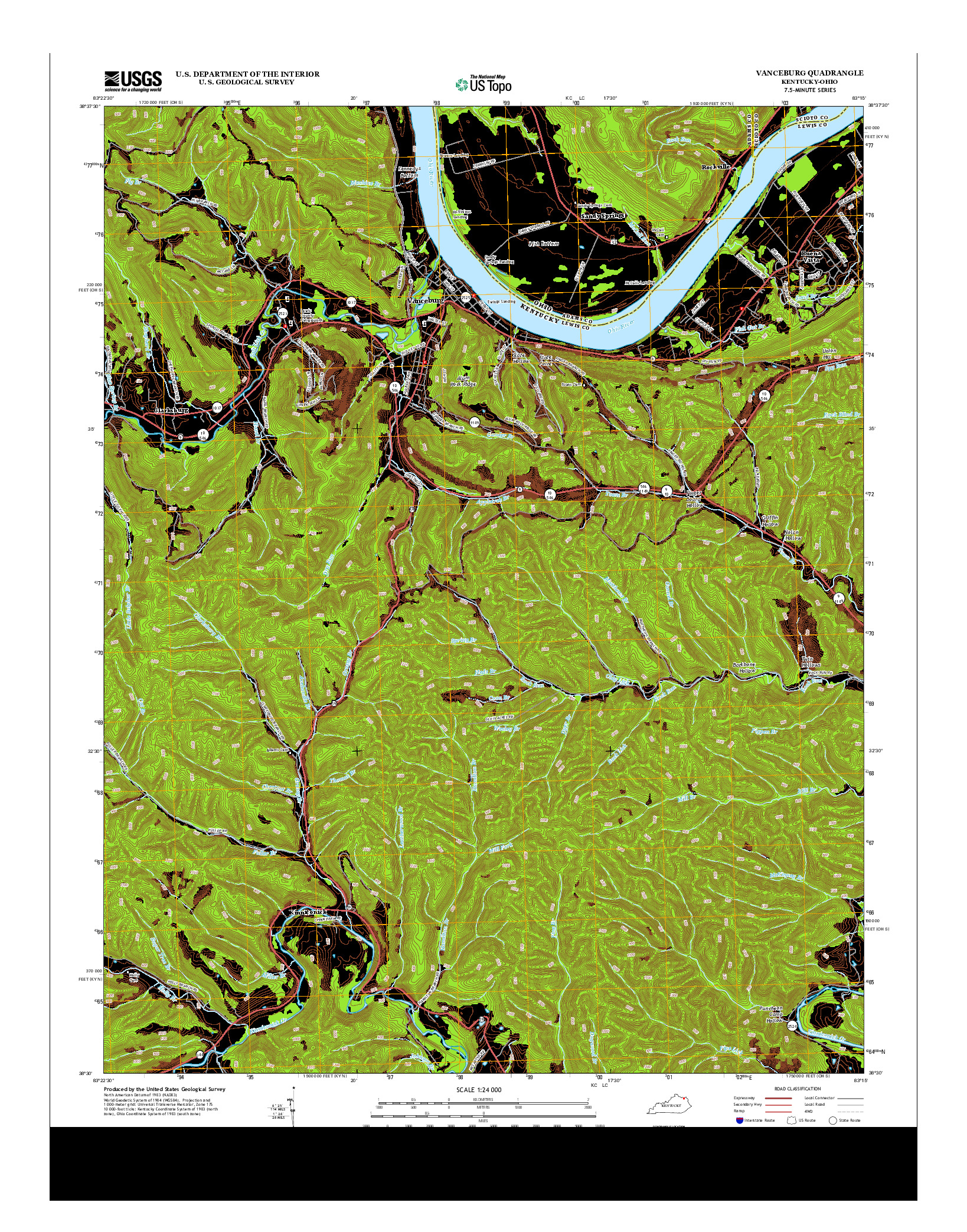 USGS US TOPO 7.5-MINUTE MAP FOR VANCEBURG, KY-OH 2013