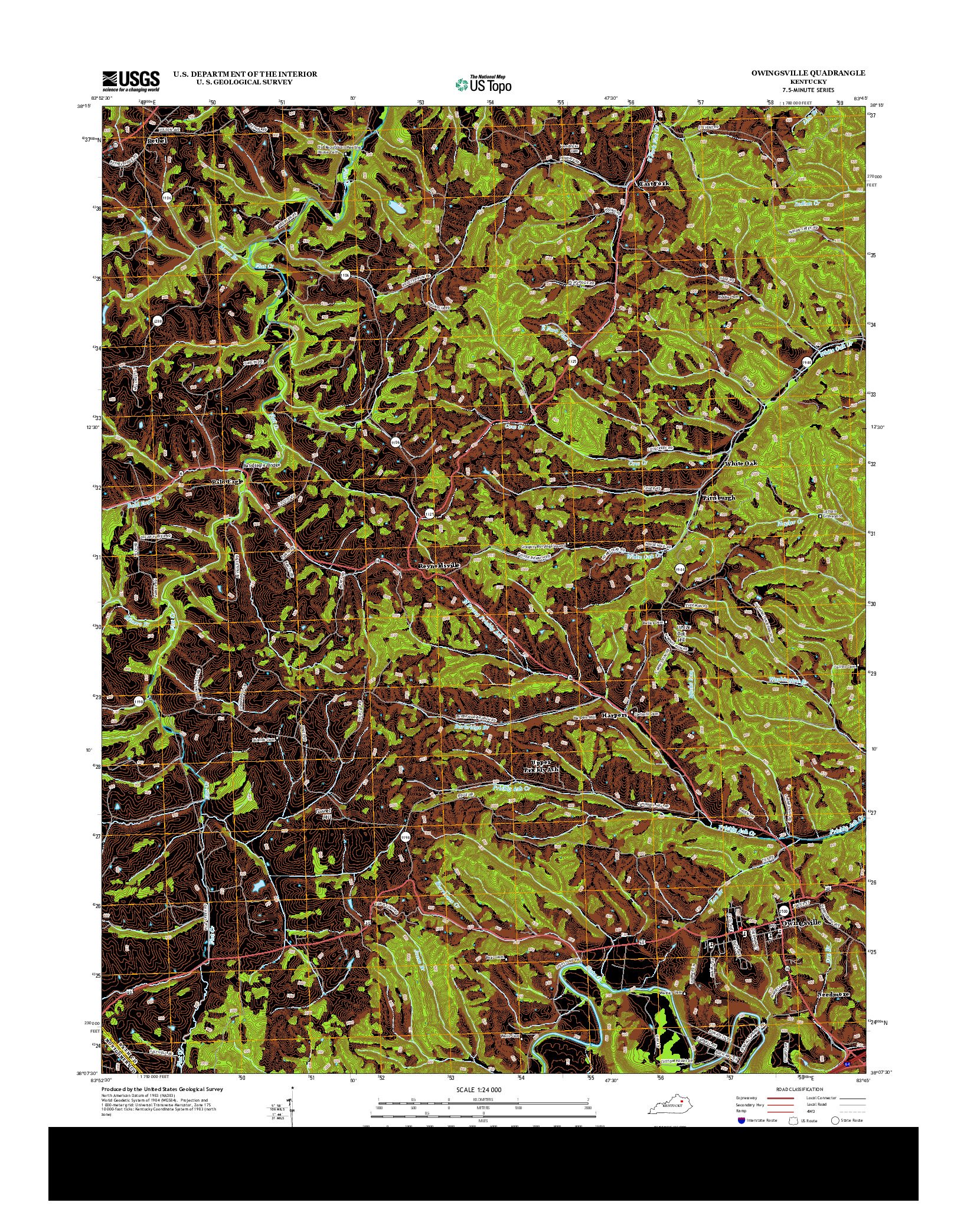 USGS US TOPO 7.5-MINUTE MAP FOR OWINGSVILLE, KY 2013