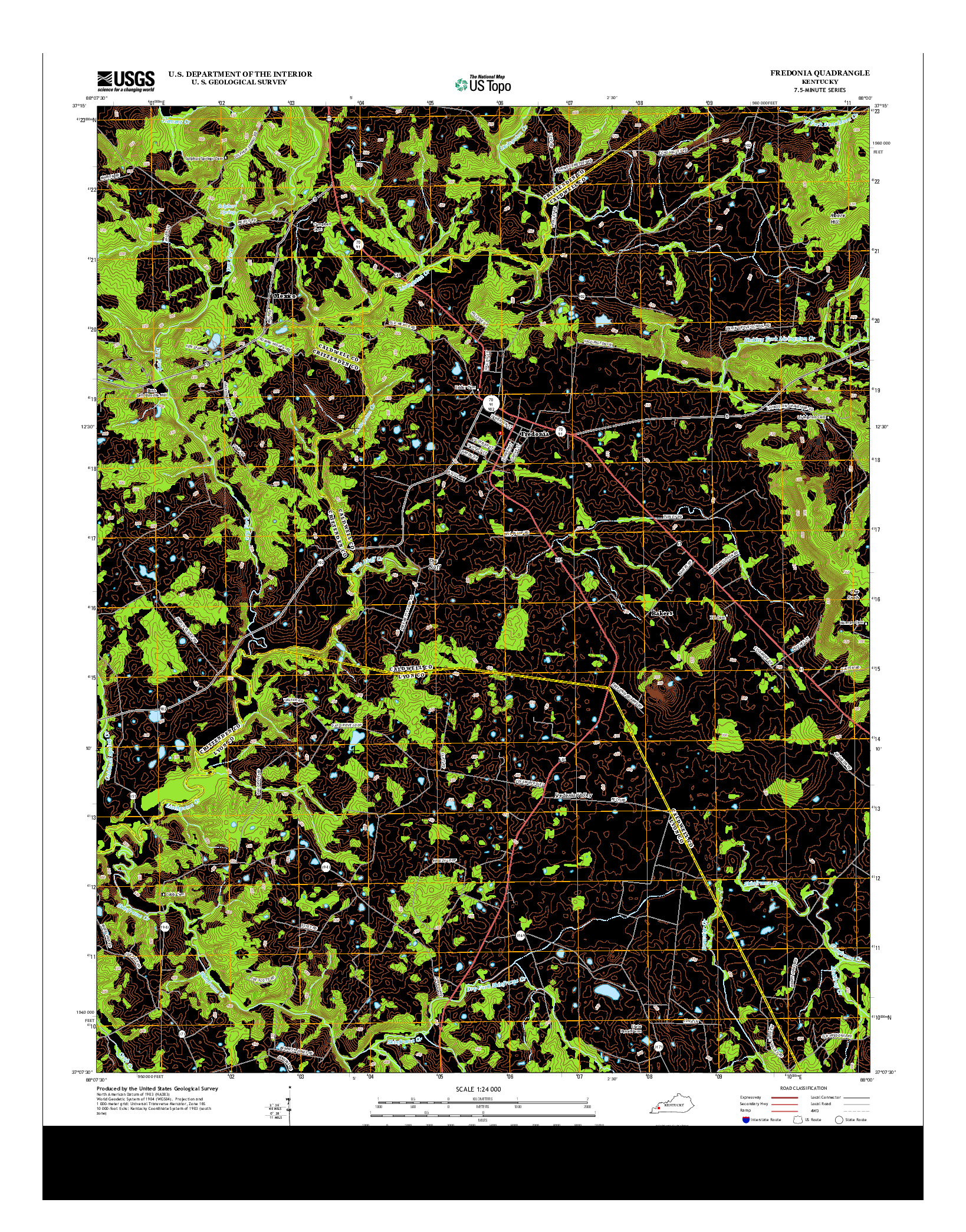 USGS US TOPO 7.5-MINUTE MAP FOR FREDONIA, KY 2013