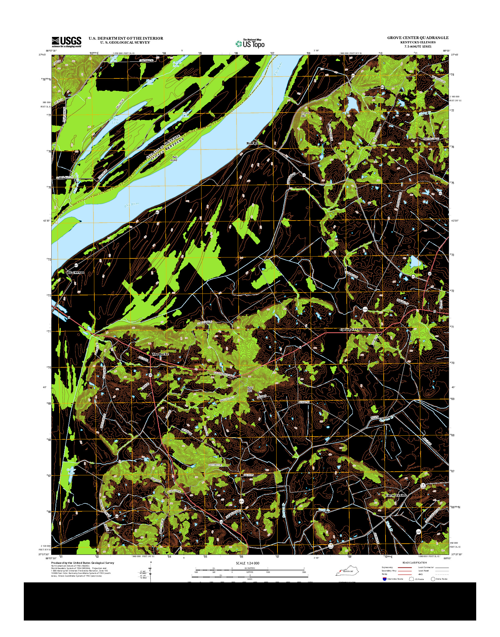 USGS US TOPO 7.5-MINUTE MAP FOR GROVE CENTER, KY-IL 2013