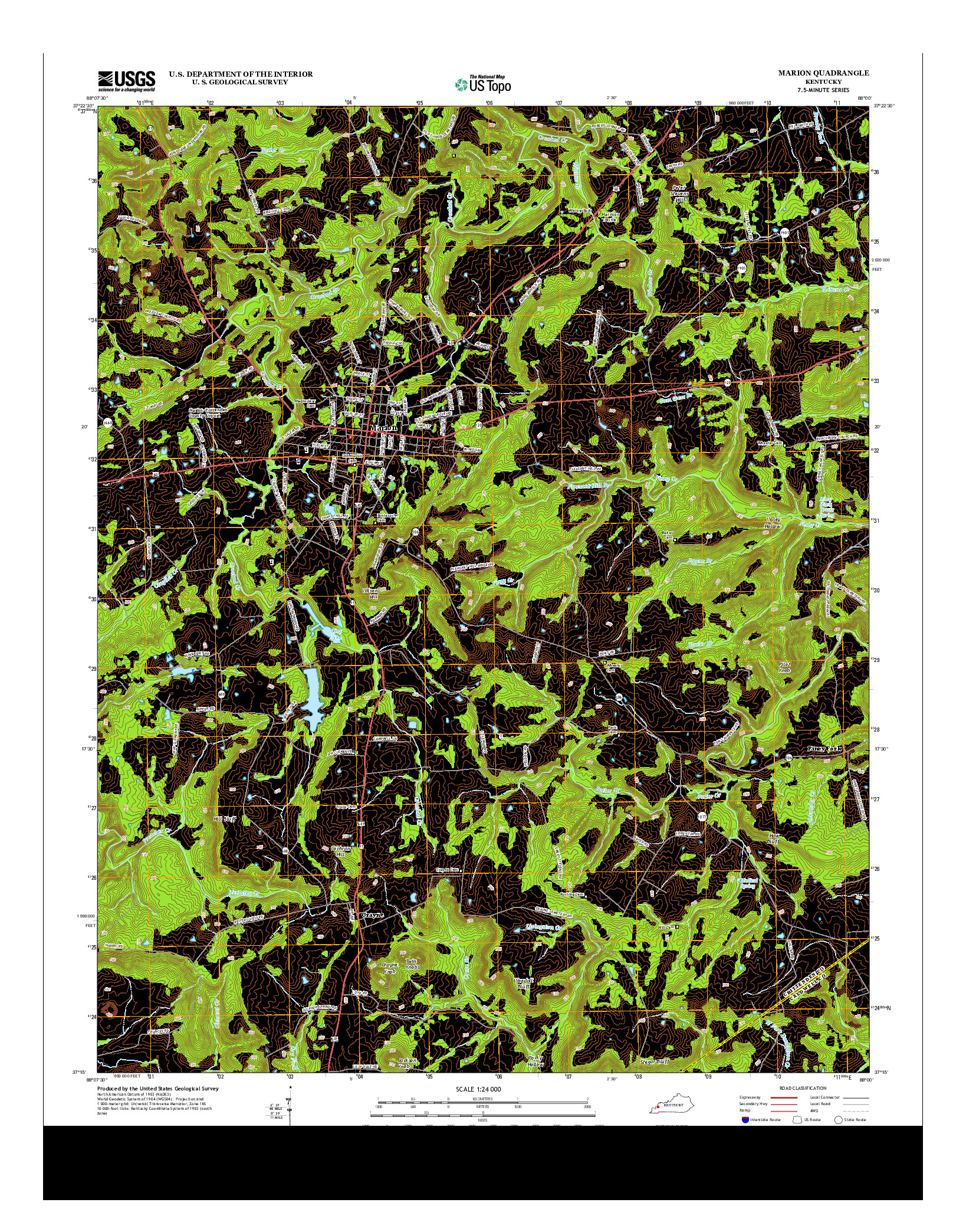 USGS US TOPO 7.5-MINUTE MAP FOR MARION, KY 2013