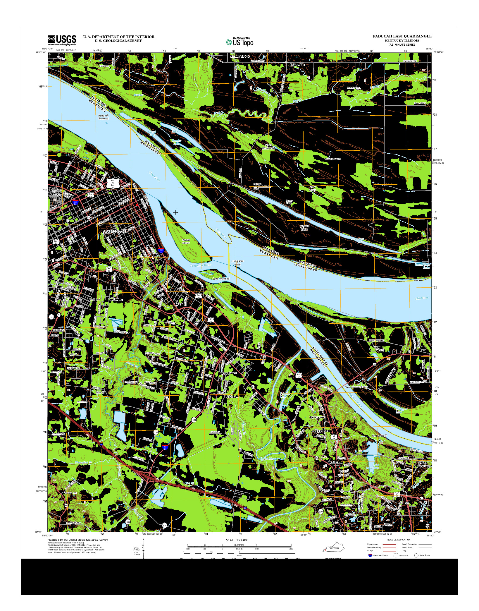 USGS US TOPO 7.5-MINUTE MAP FOR PADUCAH EAST, KY-IL 2013