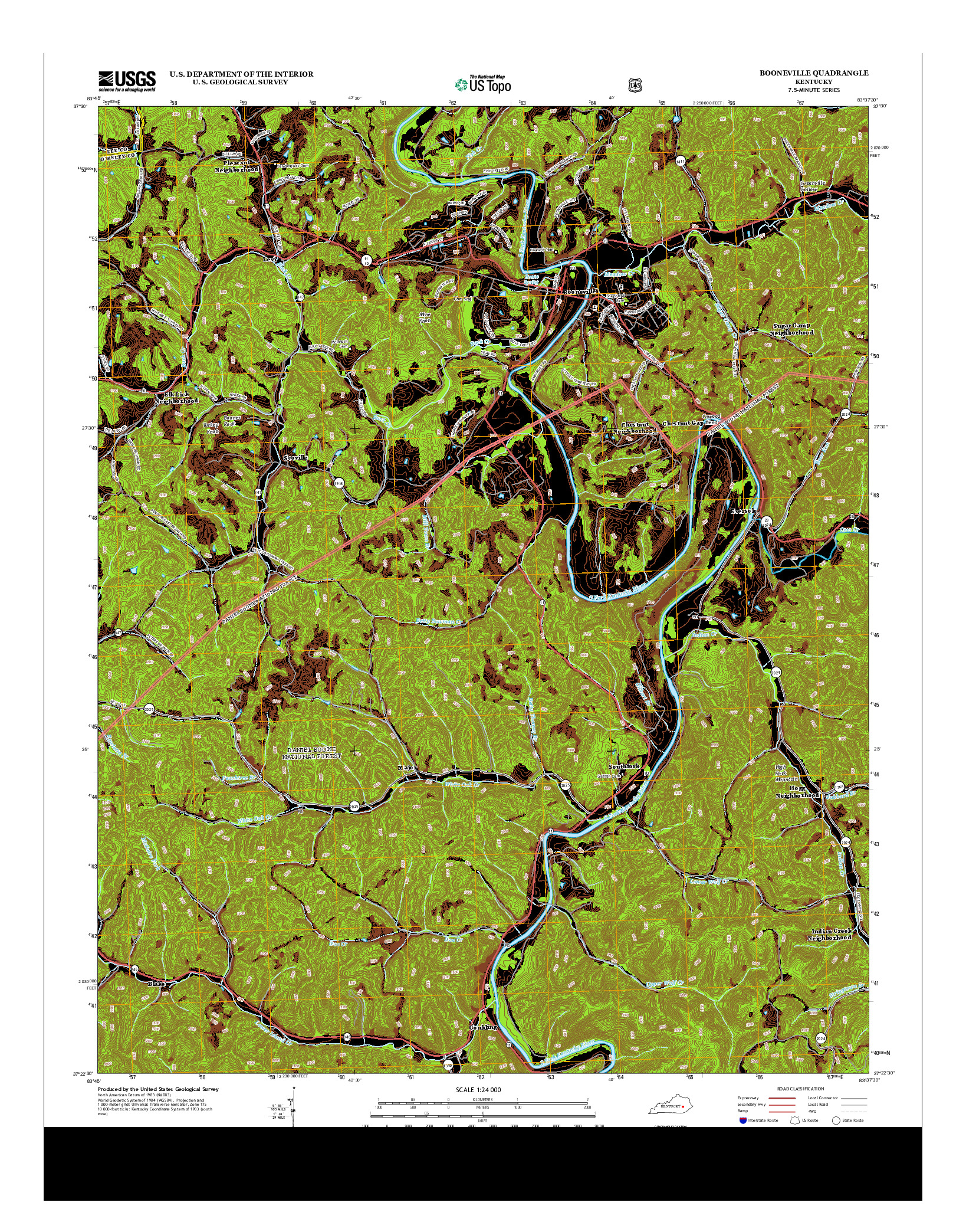 USGS US TOPO 7.5-MINUTE MAP FOR BOONEVILLE, KY 2013