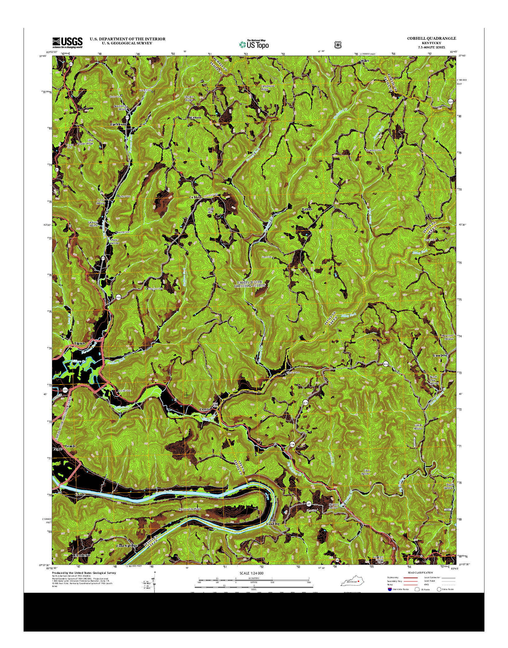 USGS US TOPO 7.5-MINUTE MAP FOR COBHILL, KY 2013