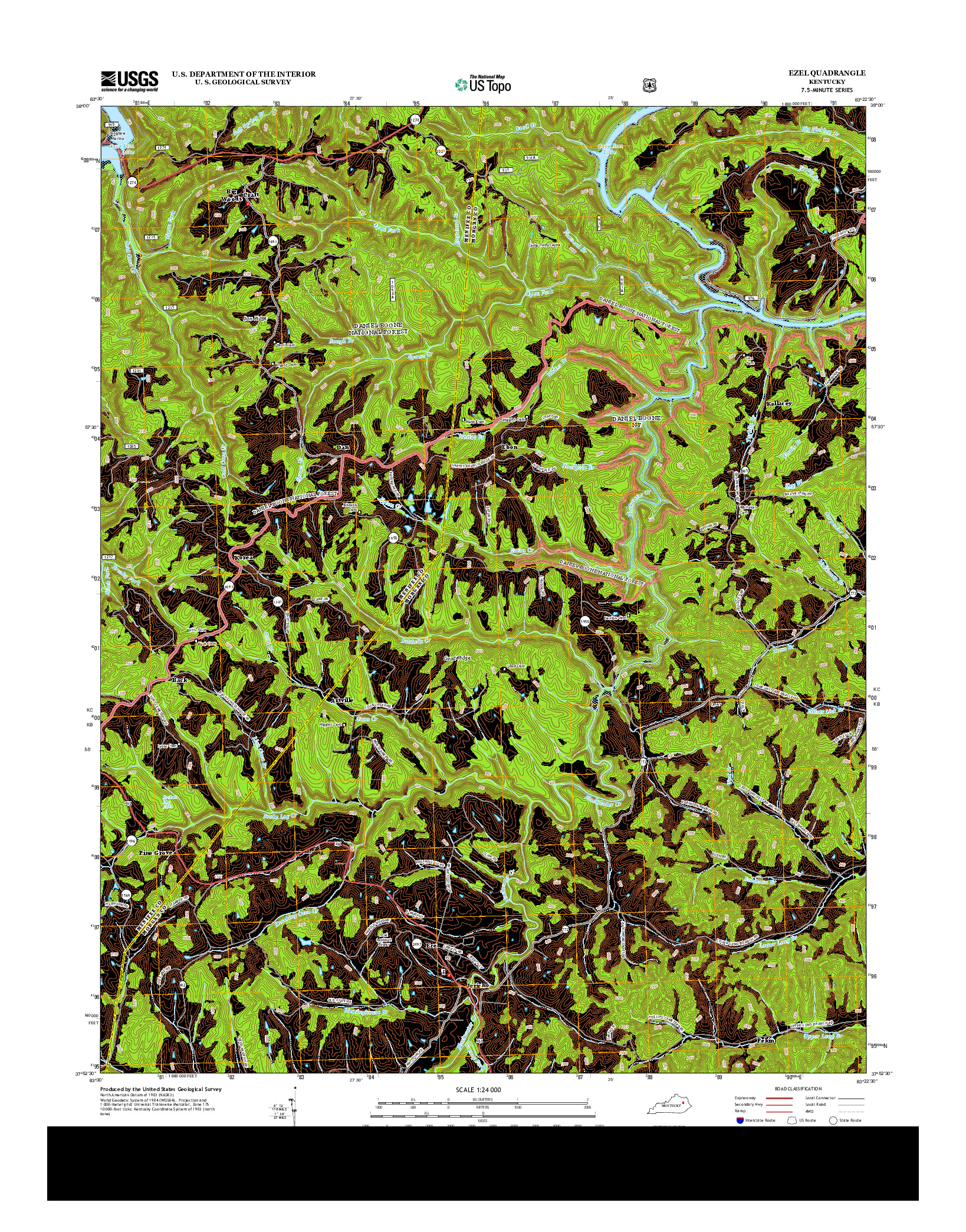 USGS US TOPO 7.5-MINUTE MAP FOR EZEL, KY 2013