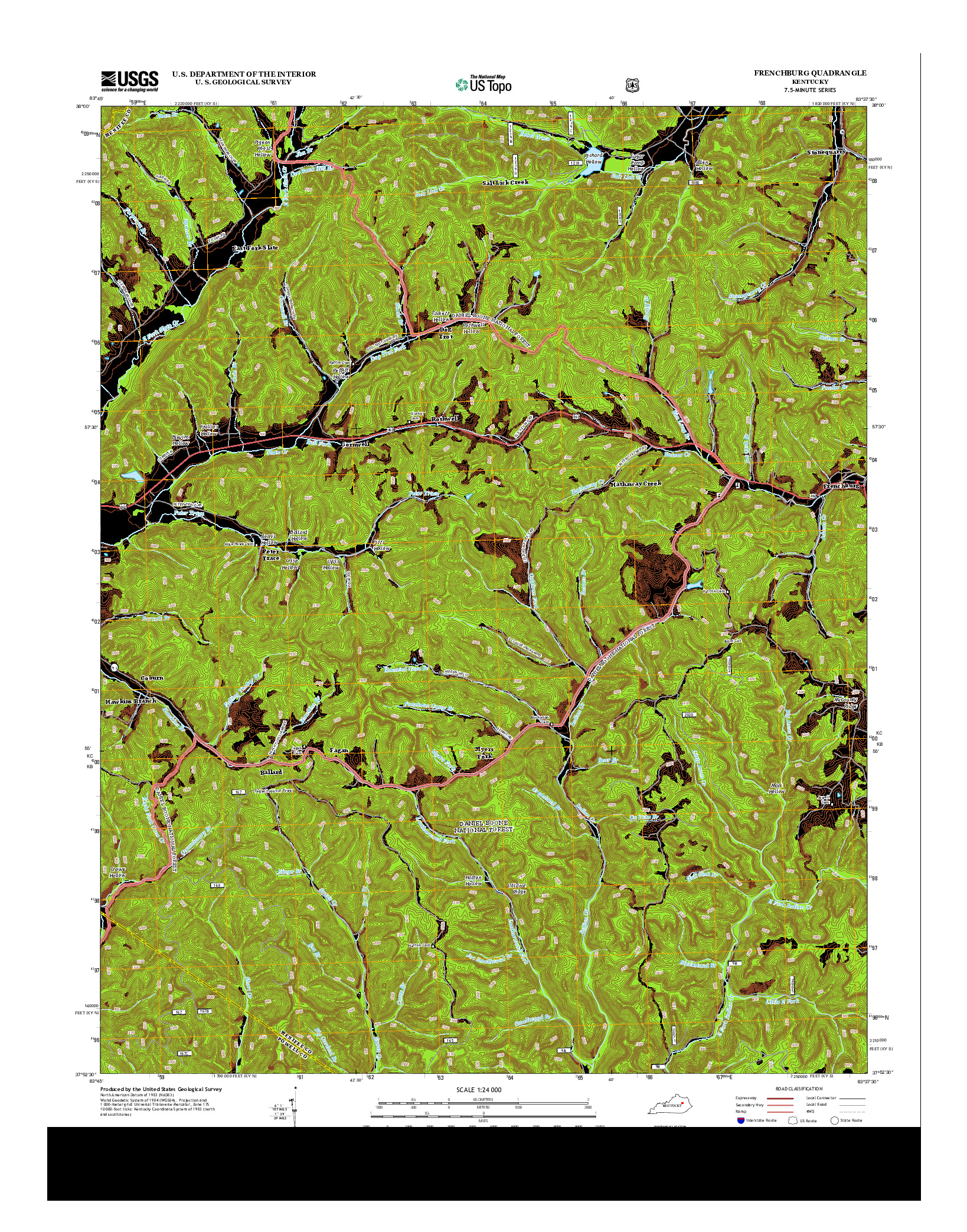 USGS US TOPO 7.5-MINUTE MAP FOR FRENCHBURG, KY 2013