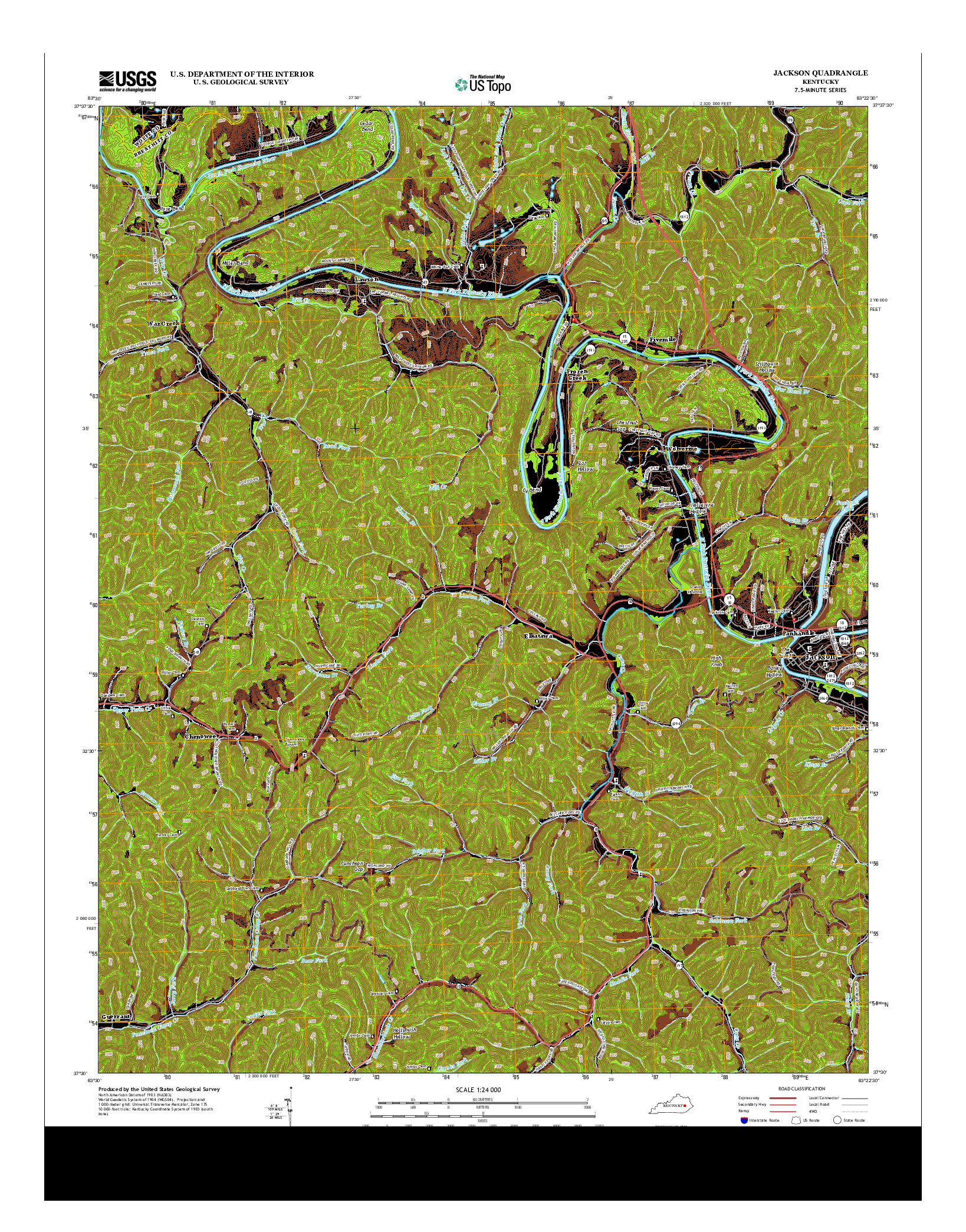 USGS US TOPO 7.5-MINUTE MAP FOR JACKSON, KY 2013