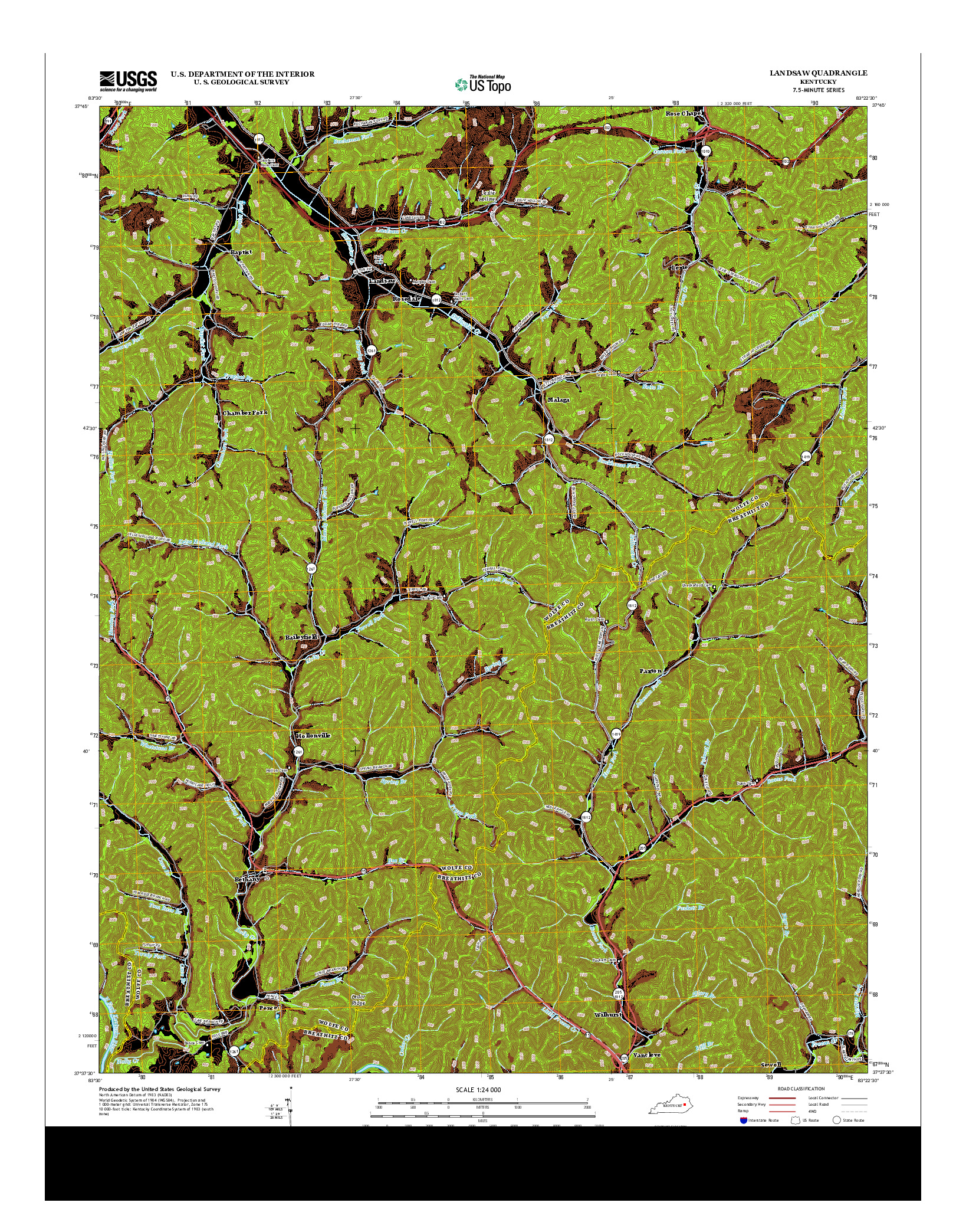 USGS US TOPO 7.5-MINUTE MAP FOR LANDSAW, KY 2013