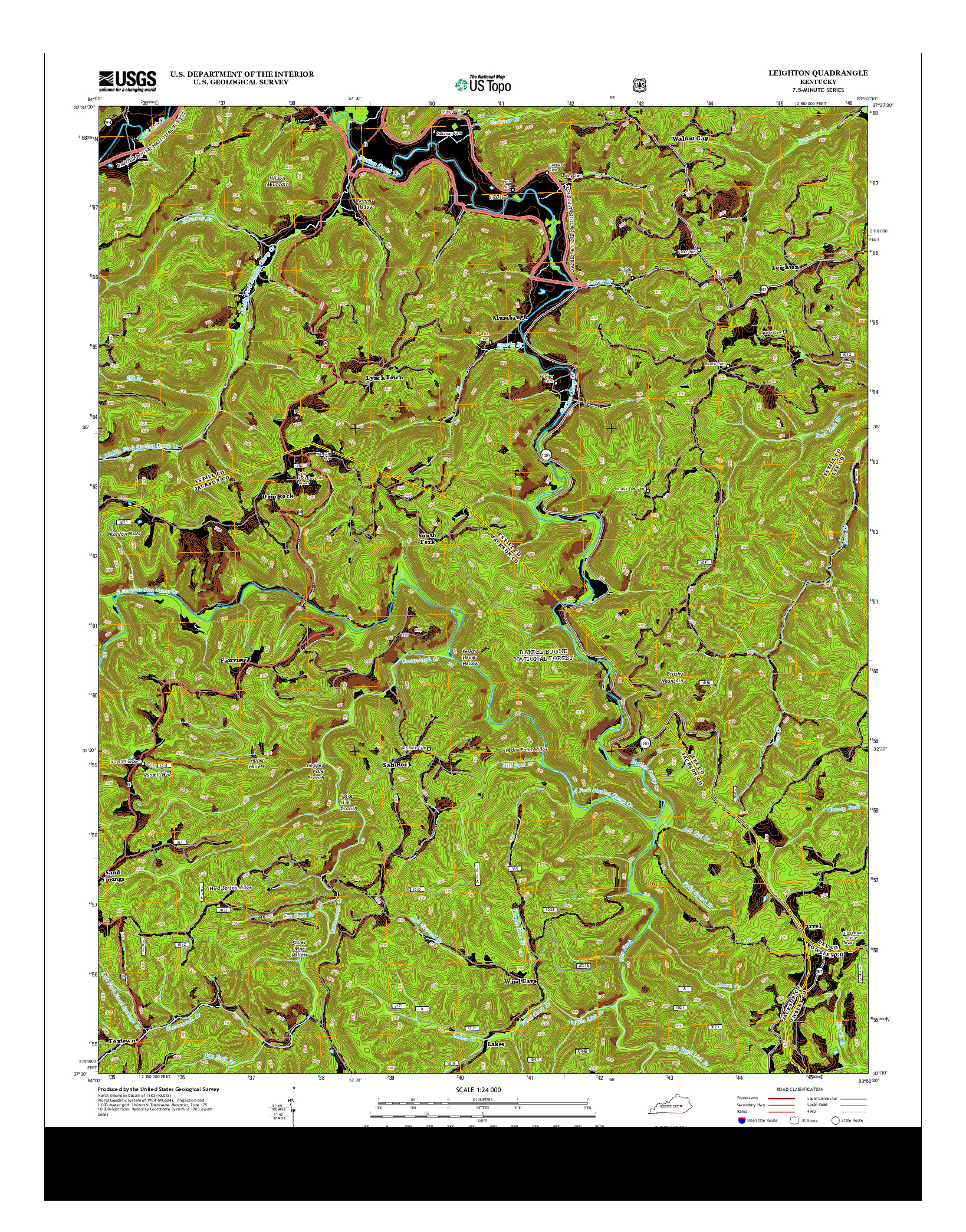 USGS US TOPO 7.5-MINUTE MAP FOR LEIGHTON, KY 2013